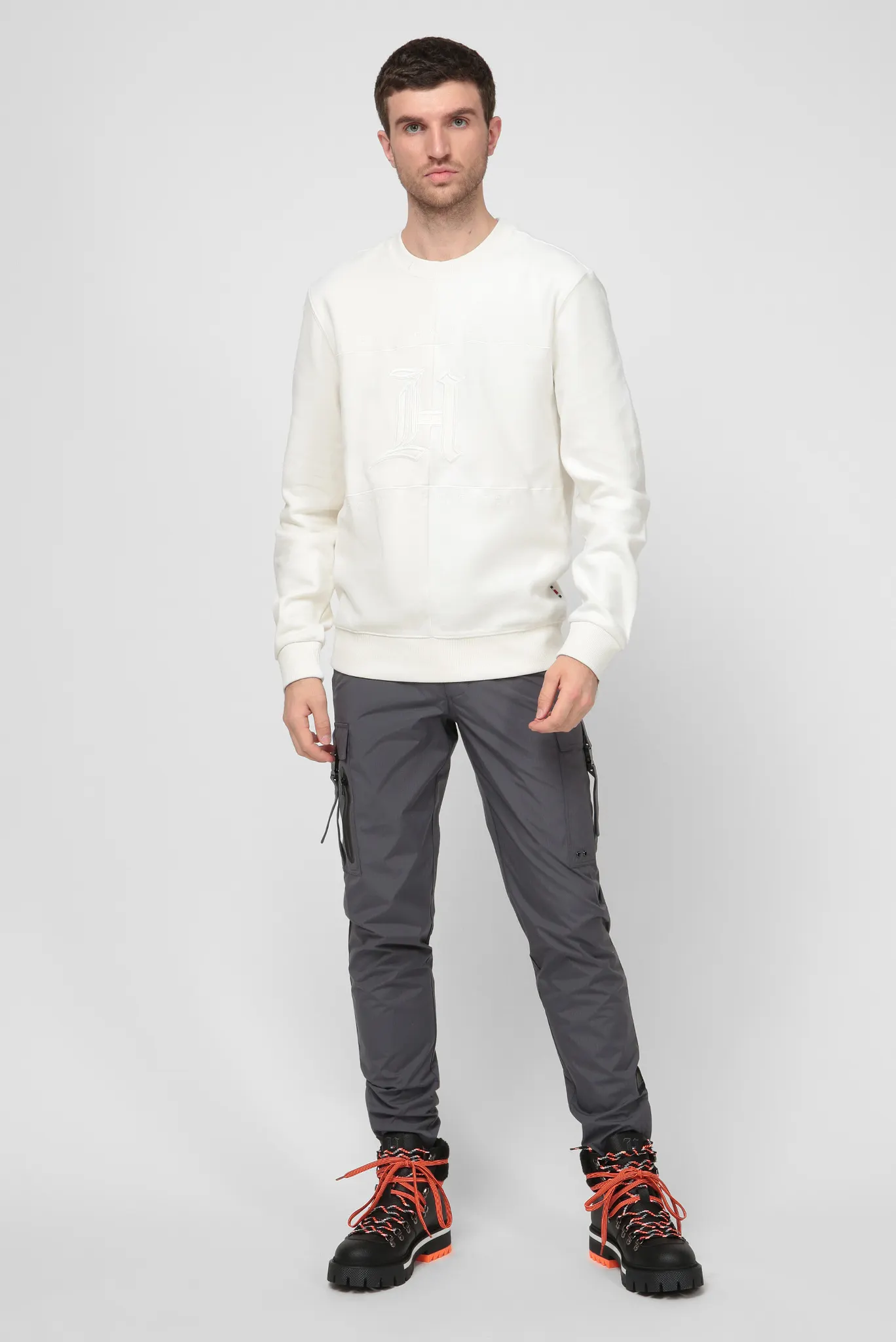 Мужской белый свитшот Lewis Hamilton TONAL FLEECE CREW NECK 2