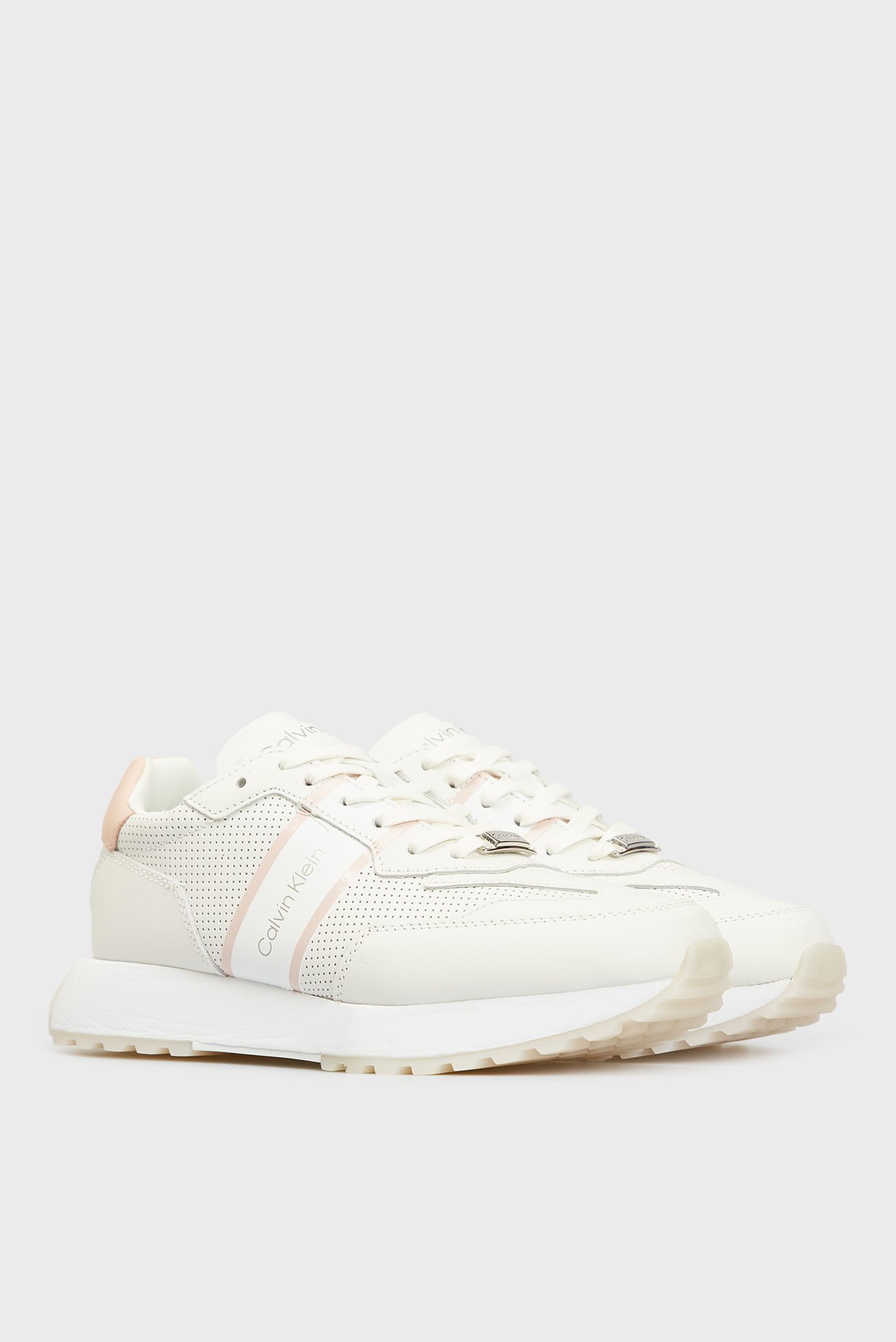 Женские белые кожаные кроссовки SKIVED RUNNER Calvin Klein HW0HW00810 ...