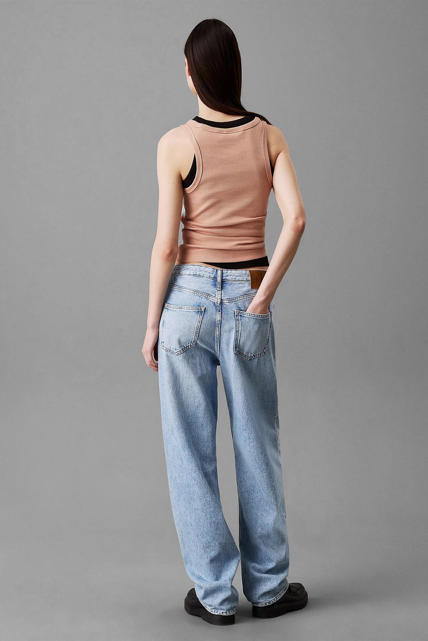 Женская пудровая майка WOVEN LABEL RIB TANK TOP 3