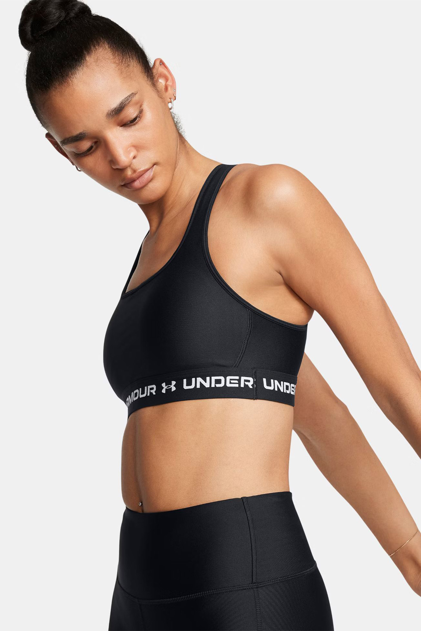 Женский черный топ UA Crossback Mid Bra 9