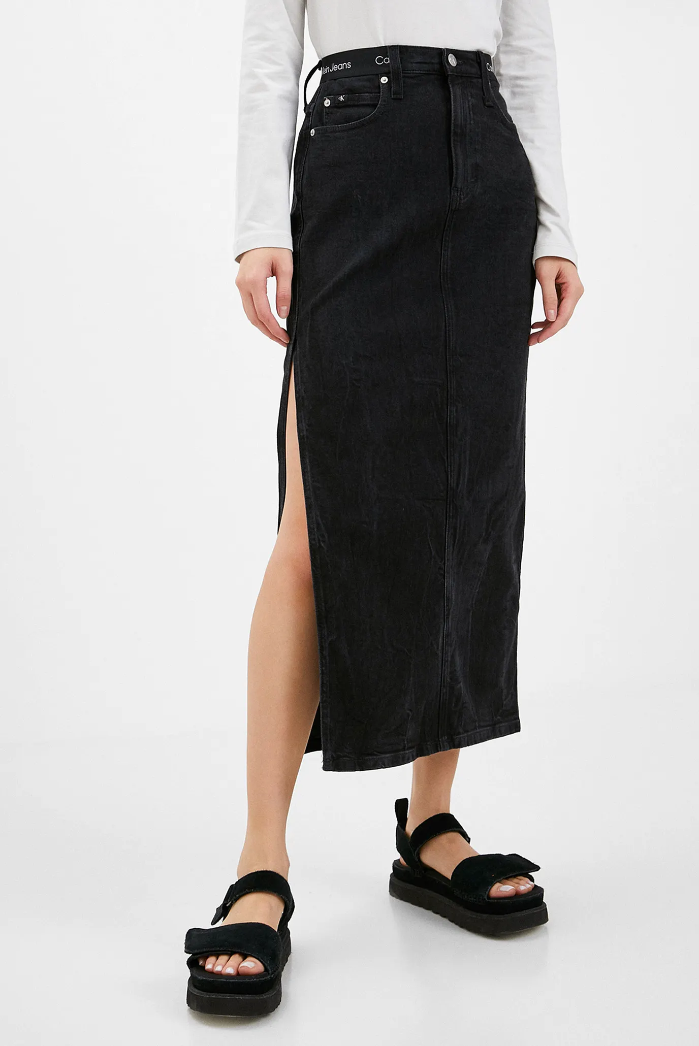 Женская черная джинсовая юбка 6