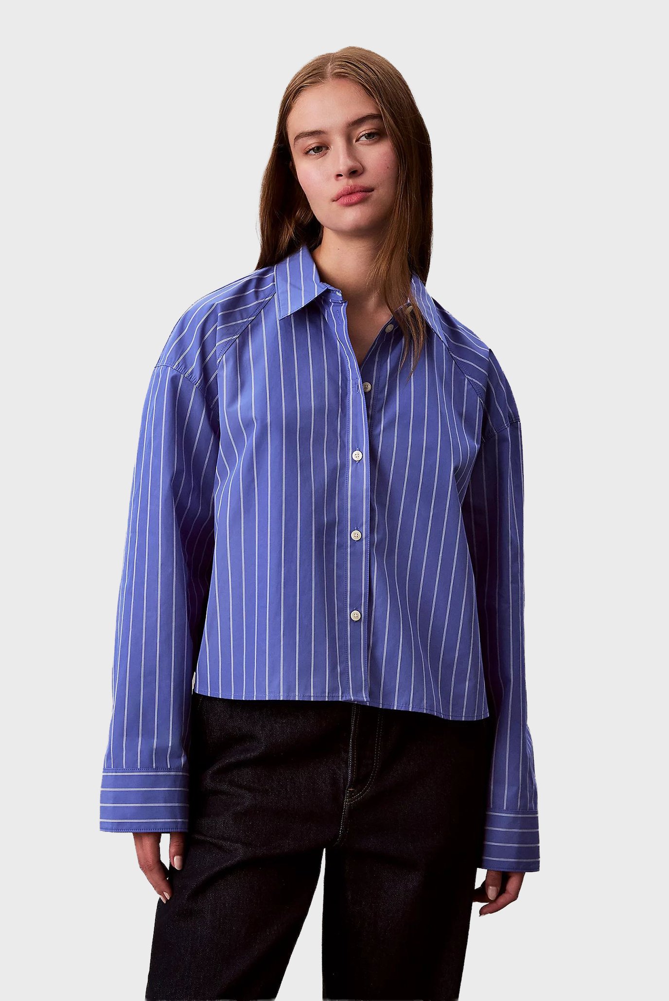 Рубашка/YD STRIPE BOXY CROPPED SHIRT 1