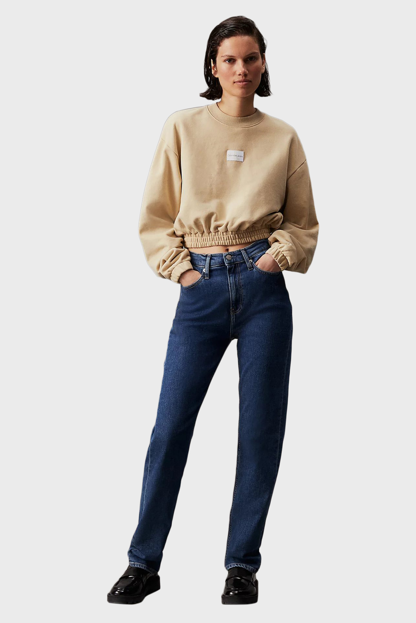 Женский бежевый свитшот WOVEN LABEL CREW NECK 2