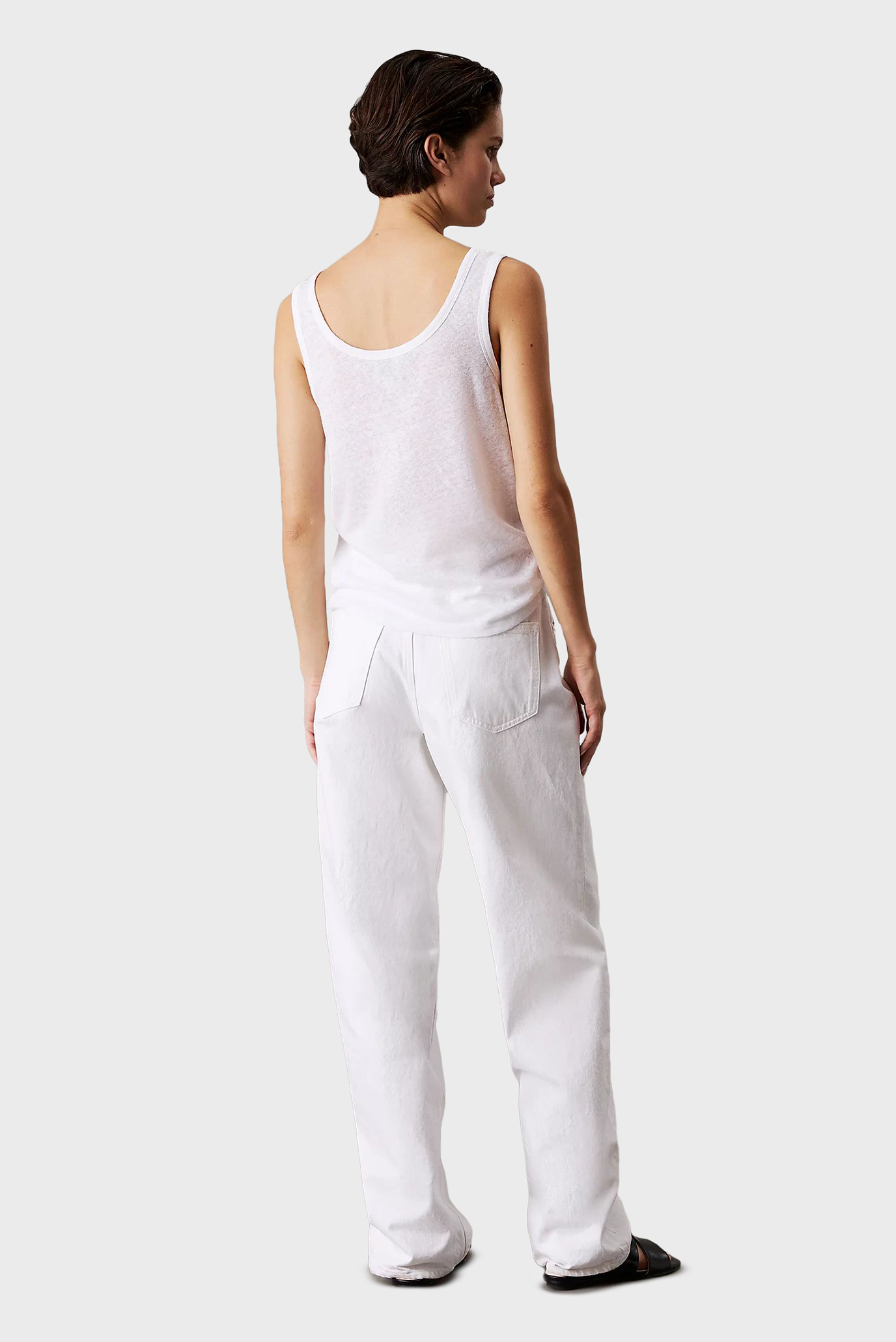 Женская белая льняная майка LINEN JERSEY TANKCalvin Klein Женская белая льняная майка LINEN JERSEY TANK 3
