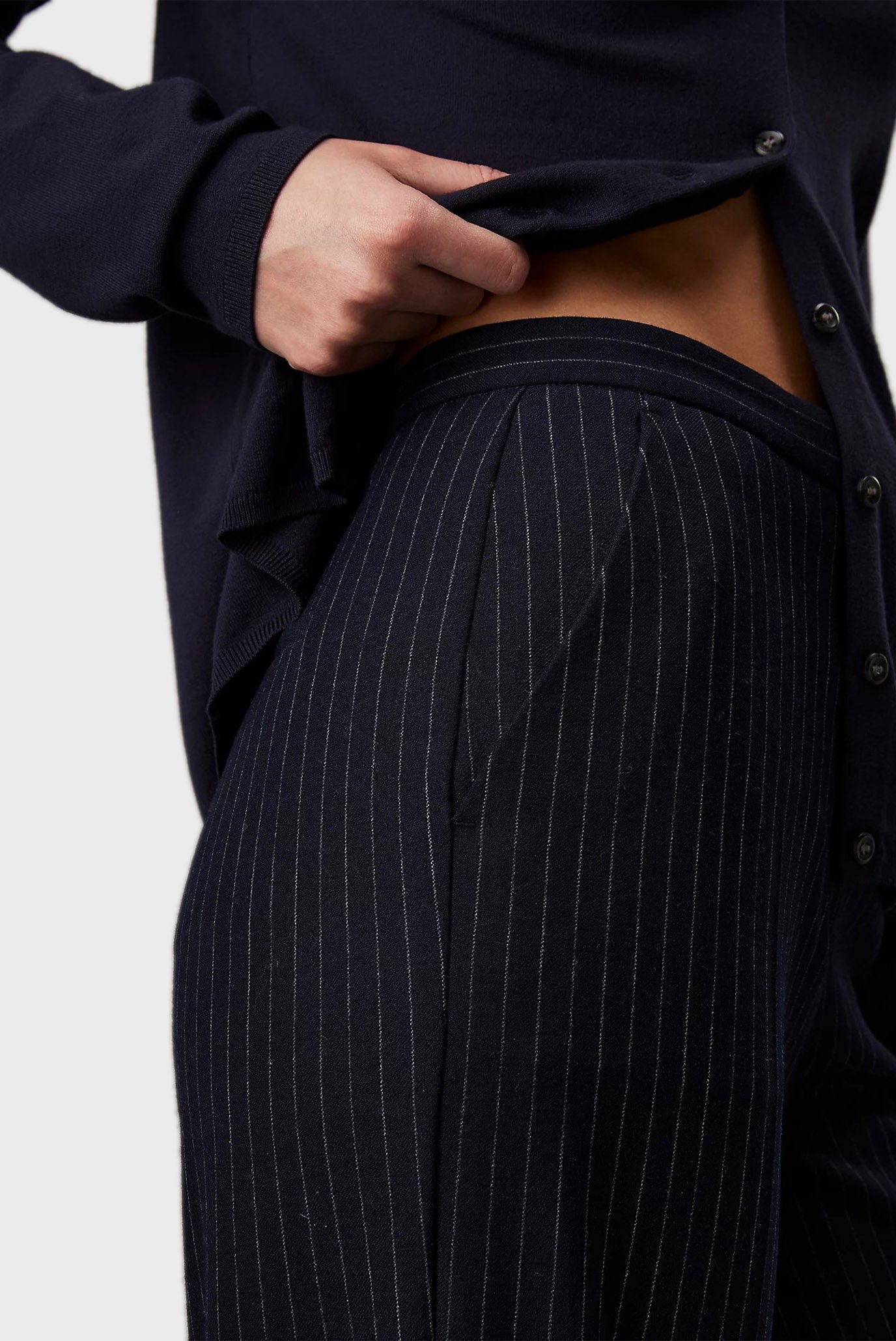 Женские темно-синие брюки в полоску PINSTRIPE WIDE LEG 5