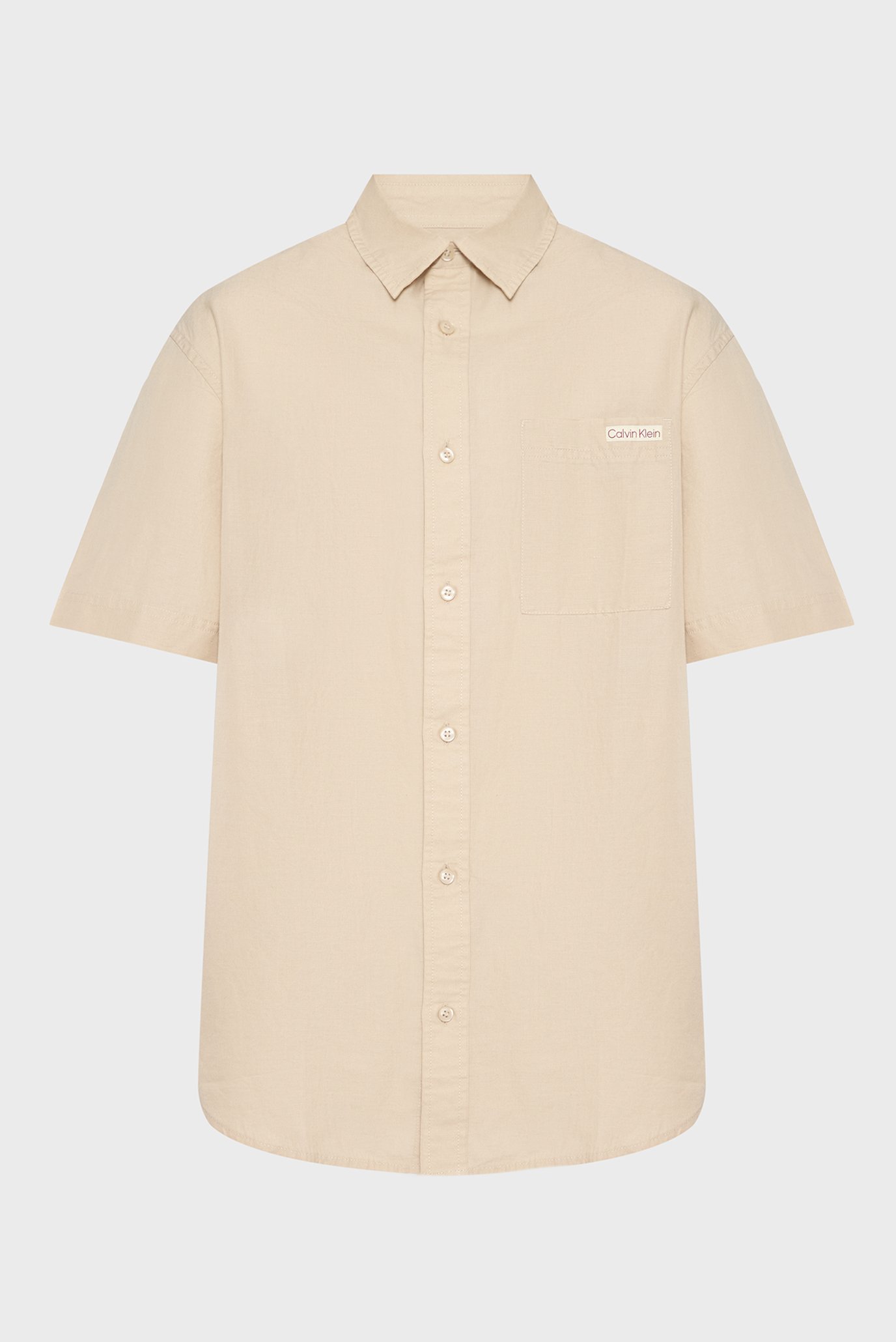 Мужская бежевая льняная рубашка LINEN COTTON S S SHIRT 1