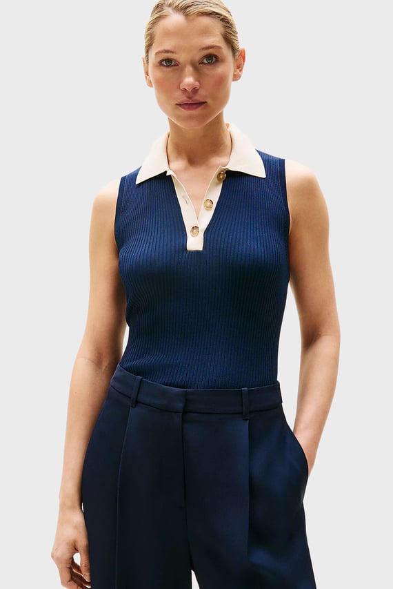 Поло MIXED RIB CONTRAST POLO SL SWT