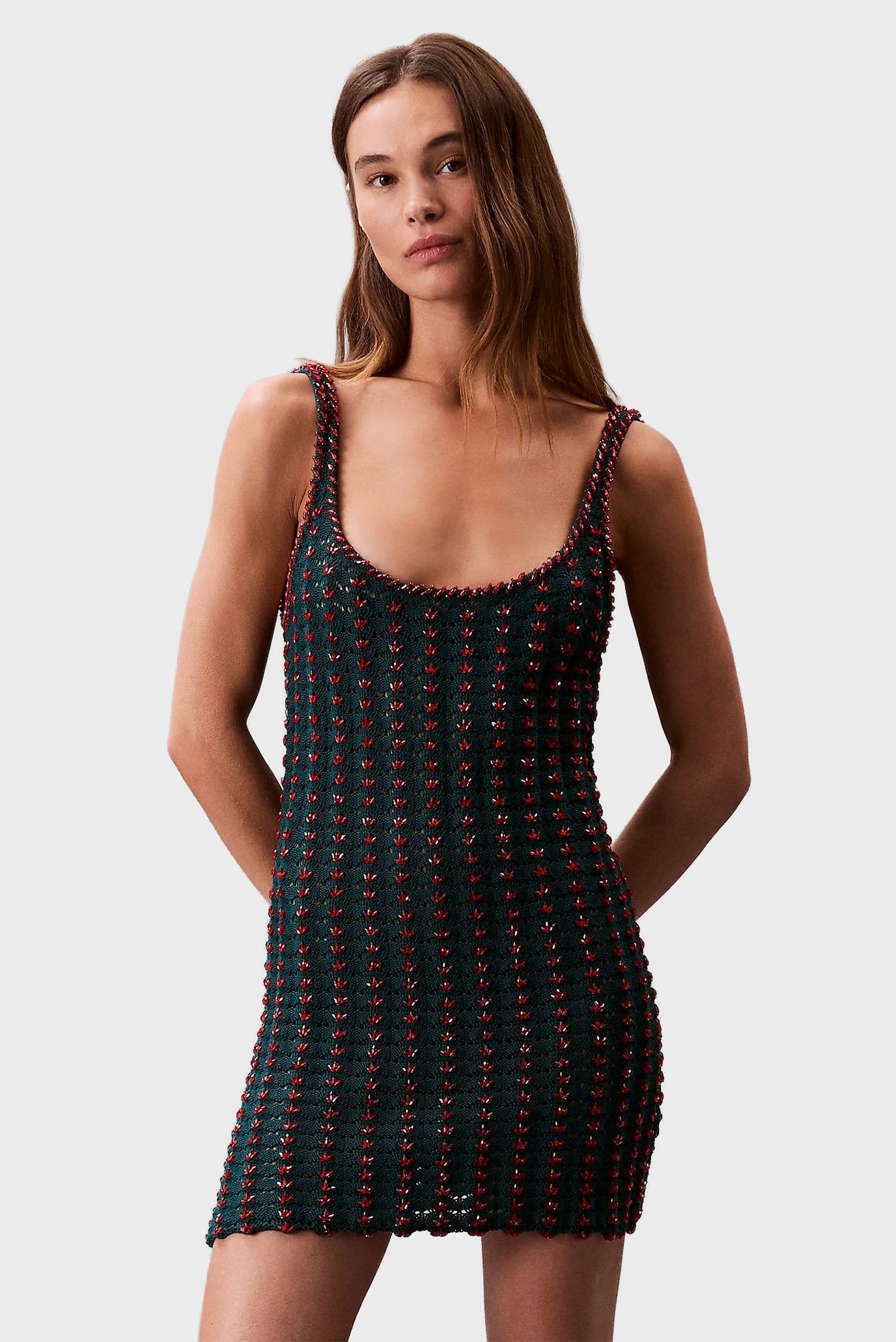 Платье Crochet Beaded Tank Mini Dress 6