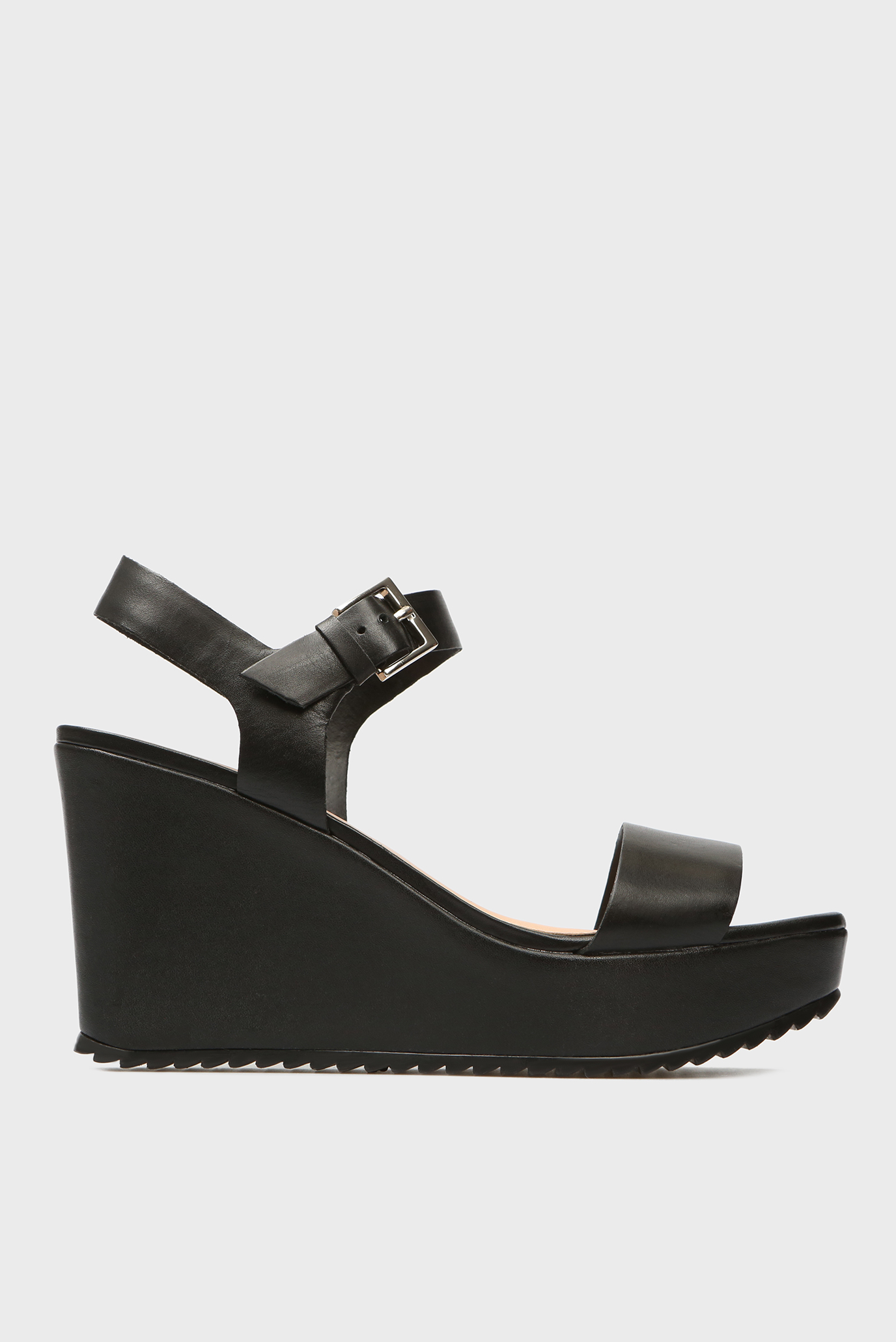 Женские черные кожаные босоножки 6