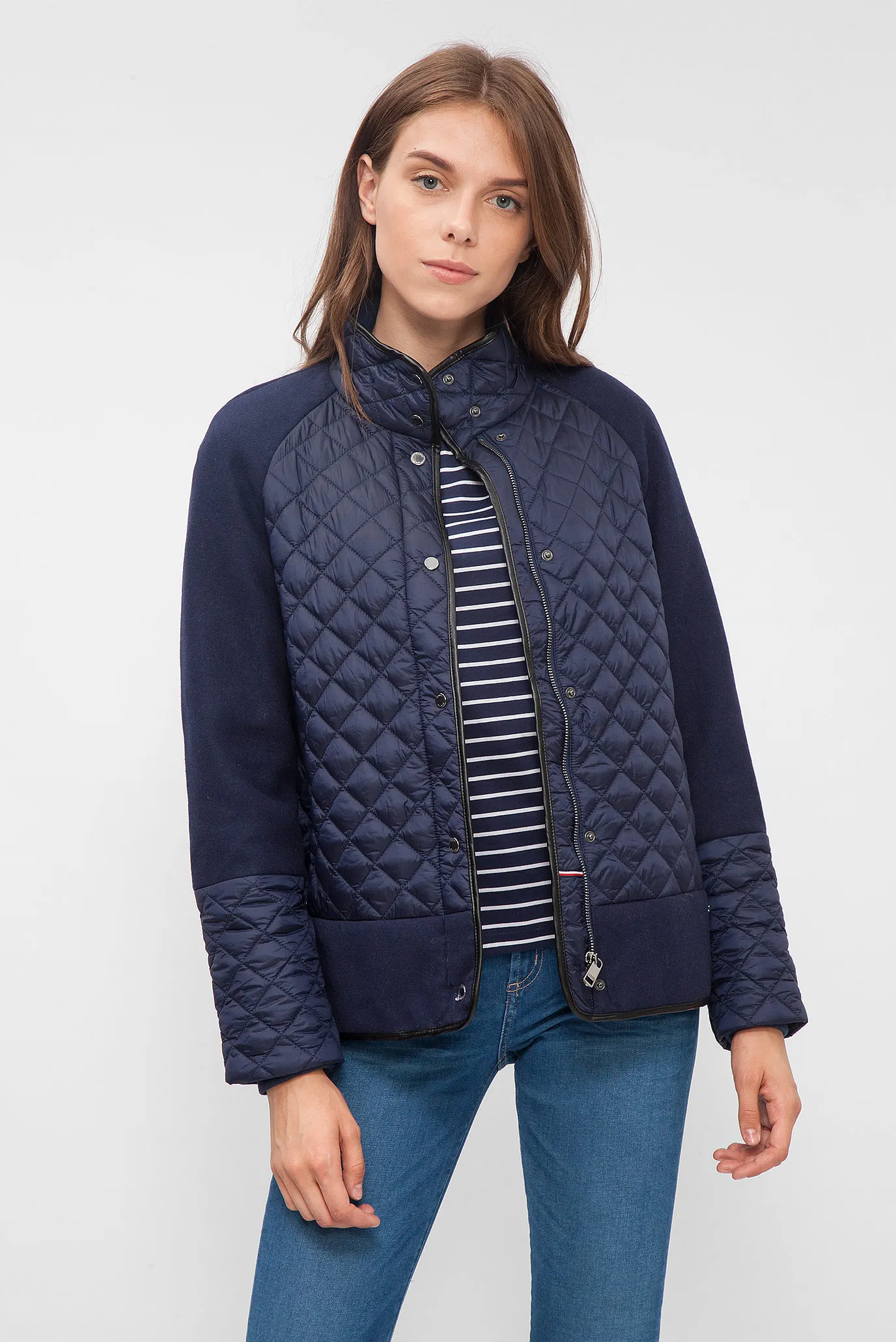 Женская темно-синяя стеганая куртка 6