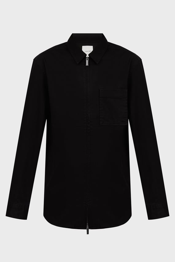 Мужская черная рубашка STRETCH SATEEN ZIP Calvin Klein