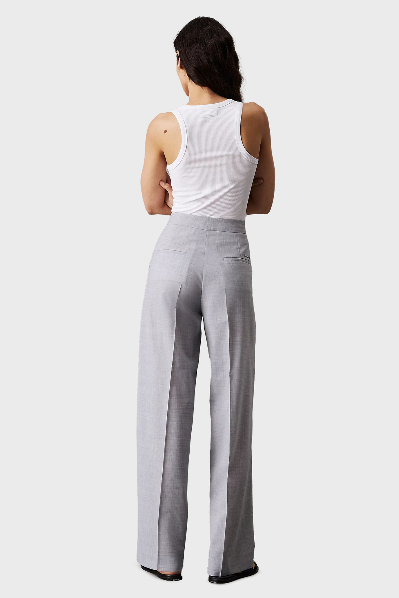 Женские серые шерстяные брюки WOOL BLEND STRAIGHT LEG 3