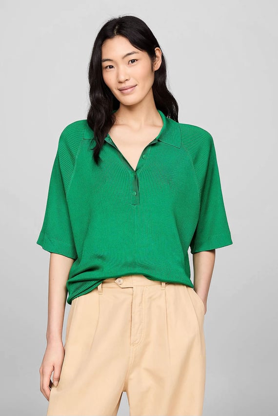 Поло RIB OVERSIZED POLO SWEATER
