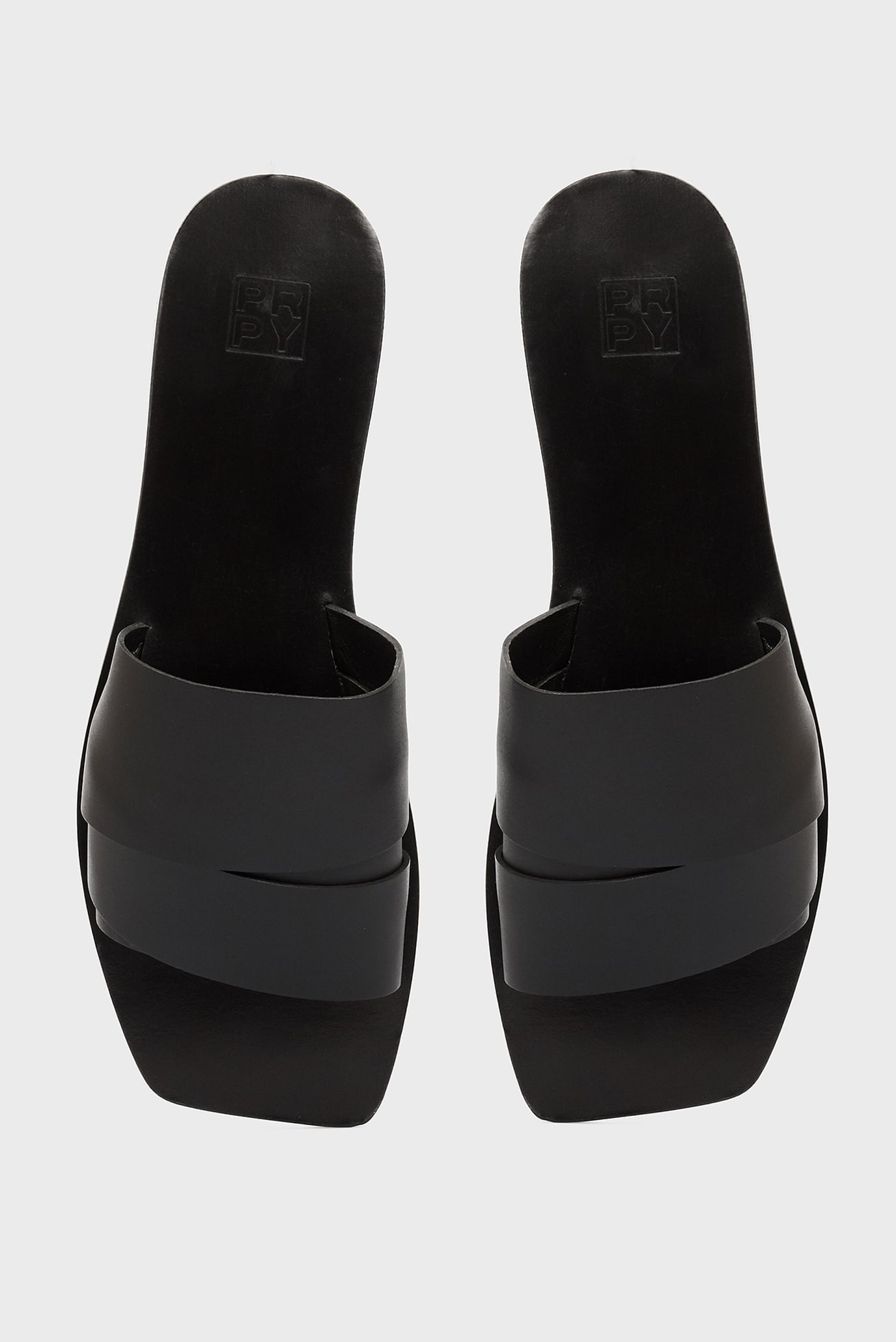 Женские черные кожаные слайдеры Domenica 10