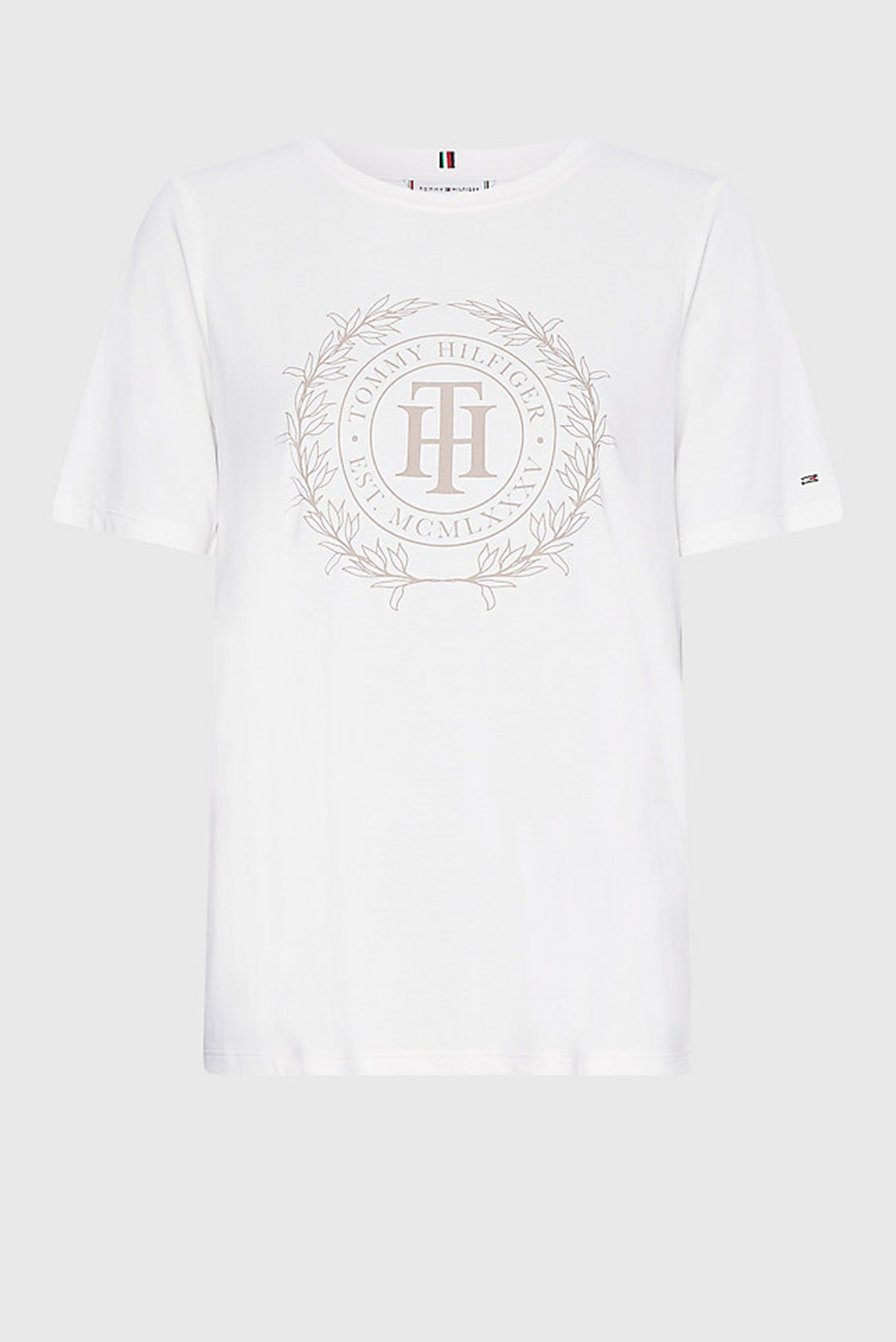 Женская белая футболка REG SUEDED TH CREST OPEN-NK TEE 9