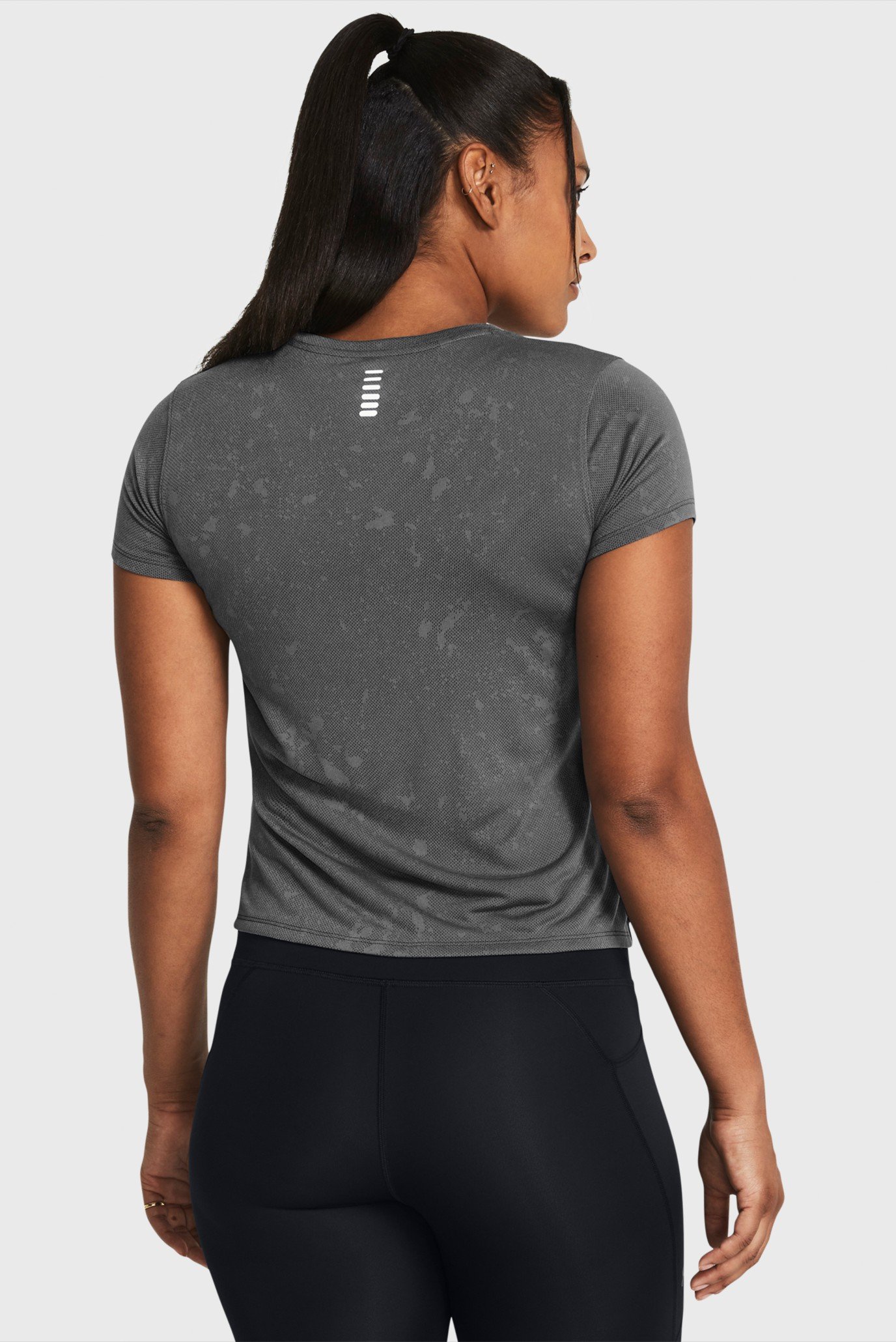 Женская серая футболка UA Launch Splatter SS 2