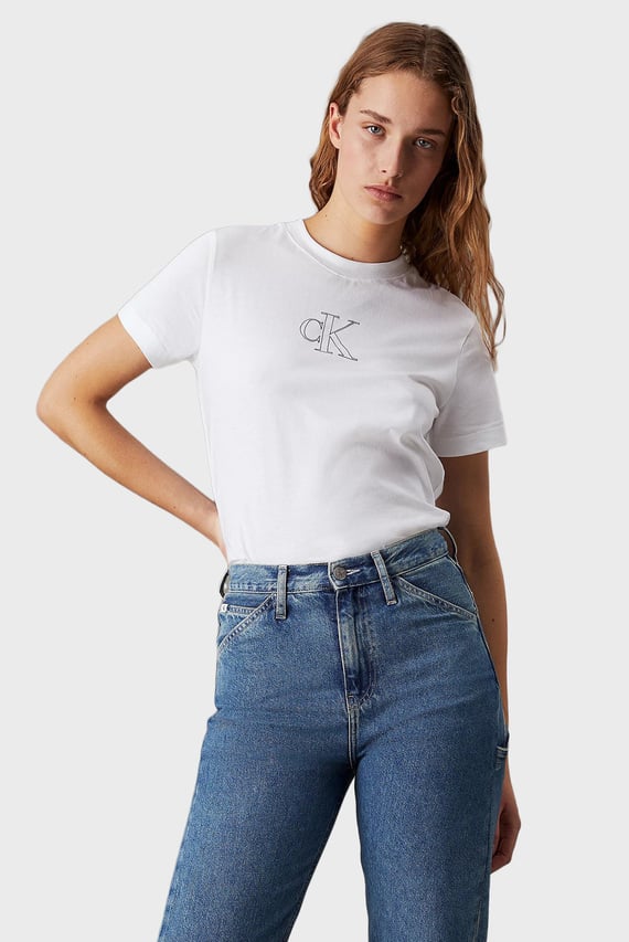 Женская белая футболка OUTLINED CK REGULAR TEE Calvin Klein Jeans