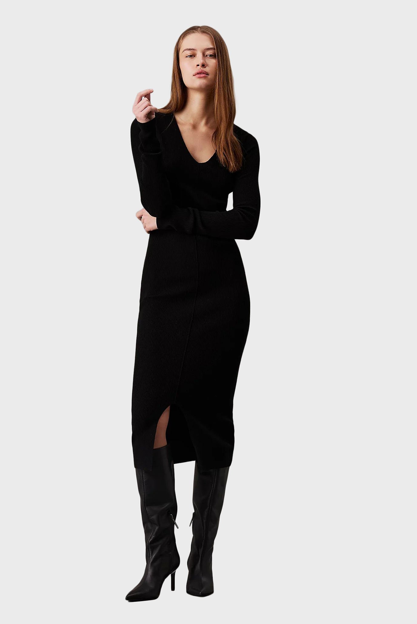 Платье/SOFT RIB V-NECK MIDI DRESS 1