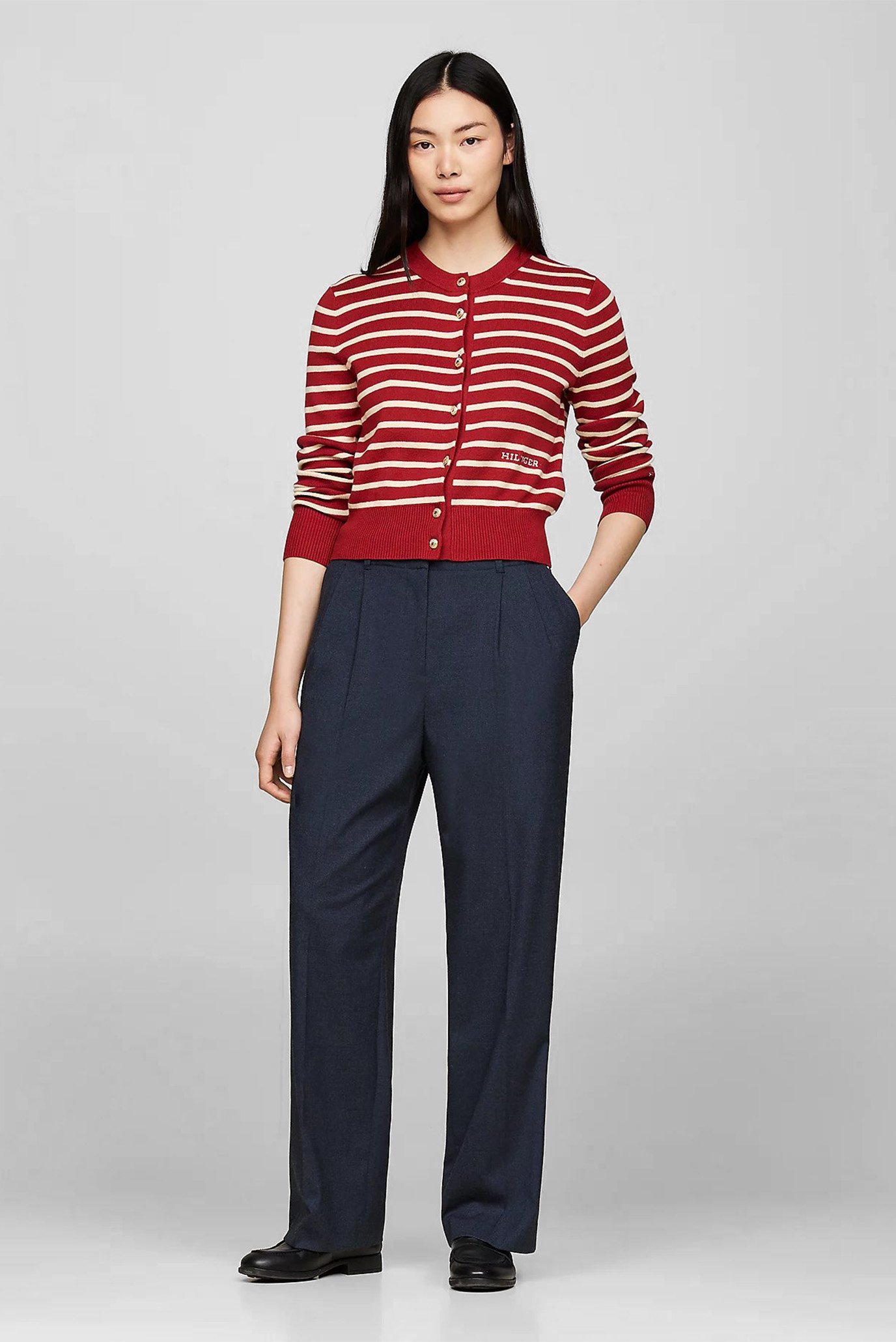 Женские темно-синие брюки FLANNEL RELAXED STRAIGHT 2