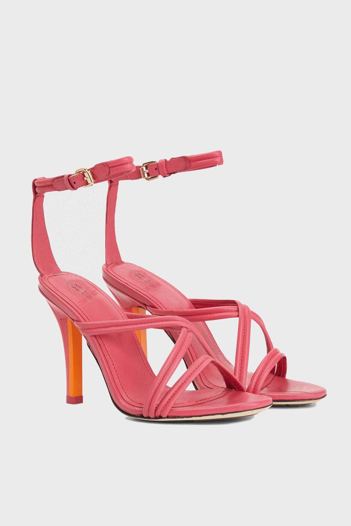 Женские розовые кожаные босоножки THL COLORBLOCK 2