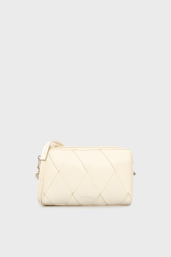 Женская белая сумка CK WOVEN CAMERA BAG