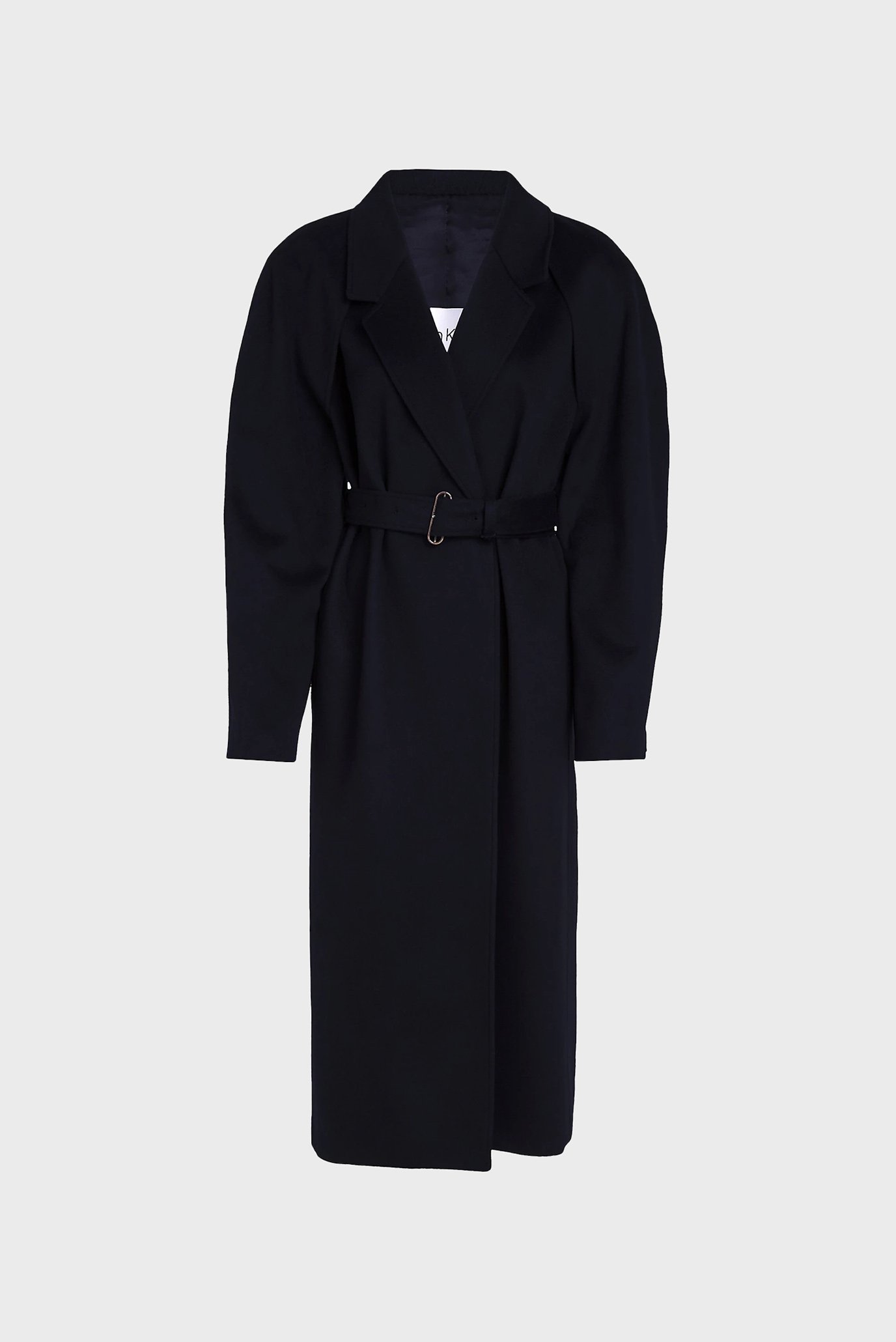 Женское черное шерстяное пальто CUT OUT WOOL WRAP COAT 10