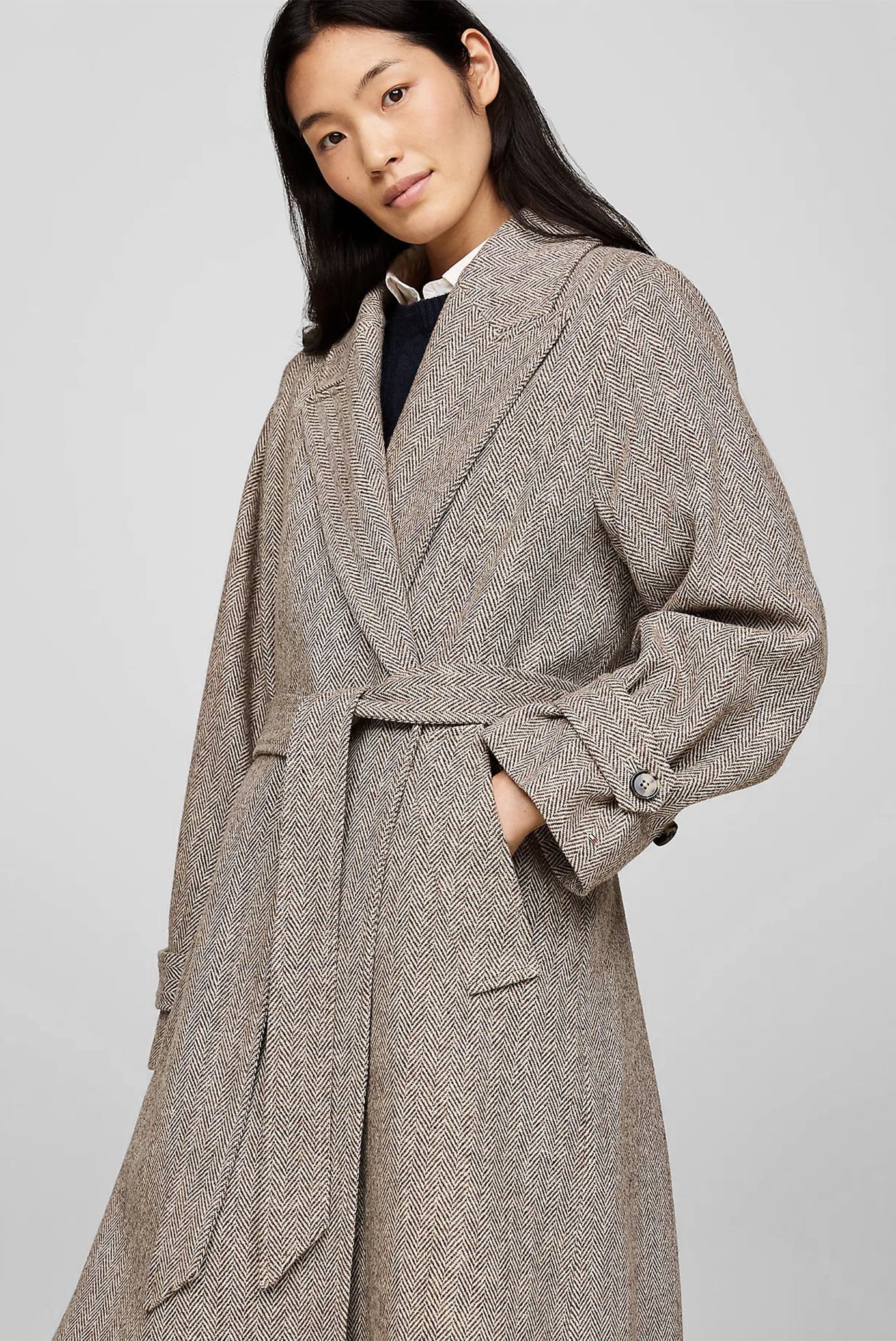 Женское шерстяное пальто с узором  RLX WOOL HERRINGBONE BELTED 3