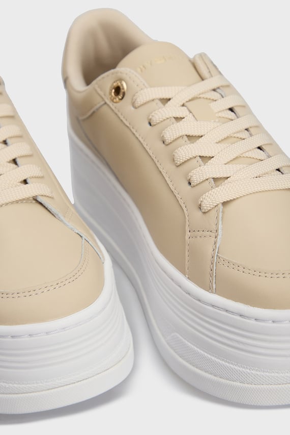 Женские бежевые сникерсы TH PLATFORM SNEAKER LTHR