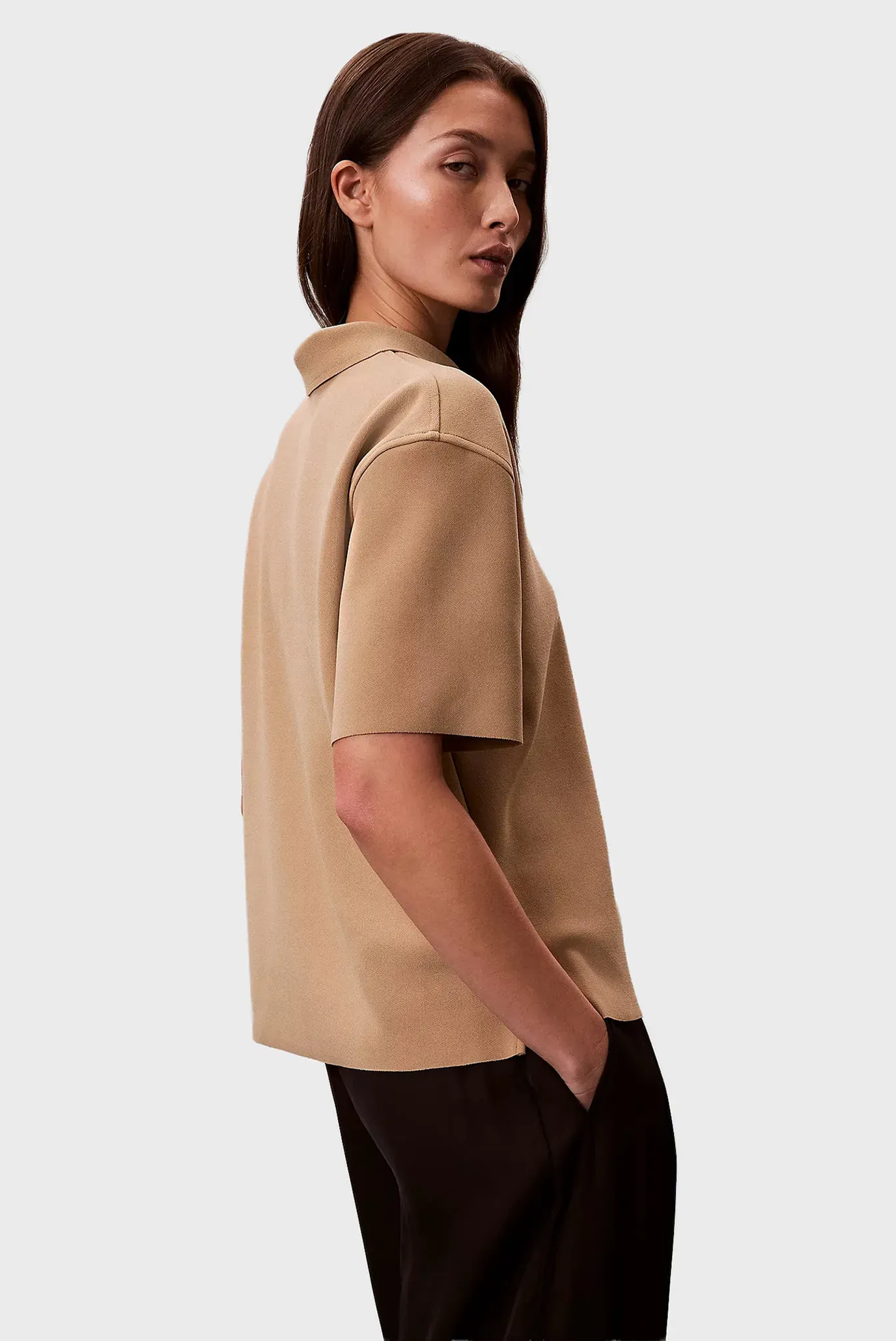 Поло SS TAILORED KNIT COLLAR ZIP TOP 3