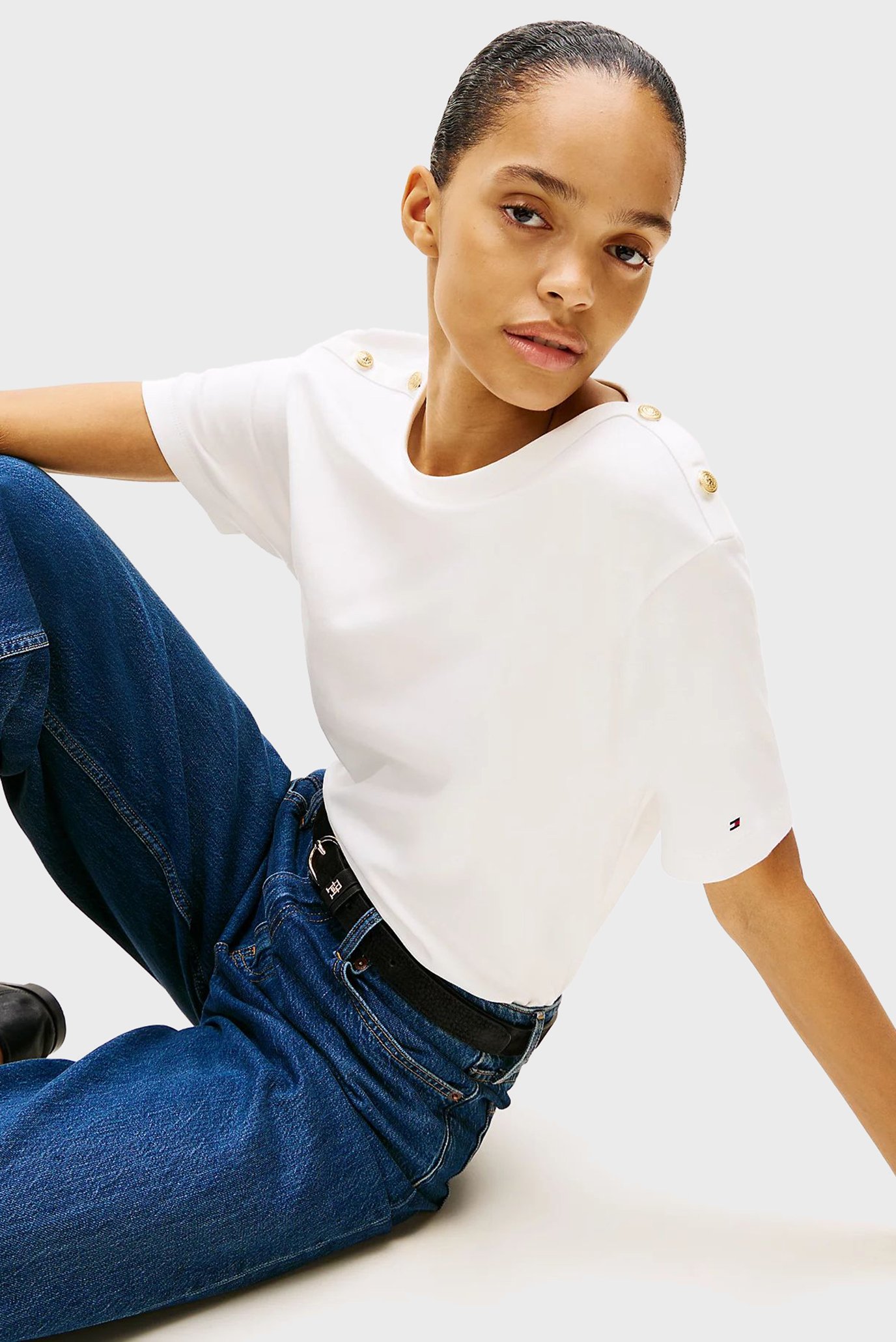 Женская белая футболка REG STRIPE GOLD 4