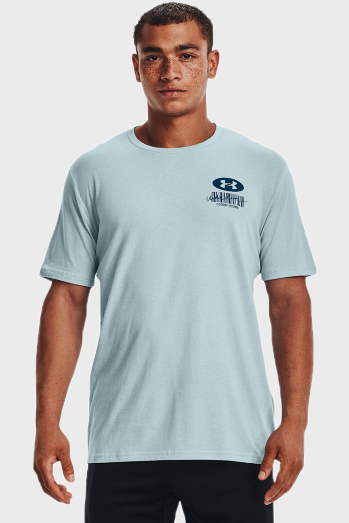 Мужская голубая футболка UA SYMBOL BARCODE SS 1