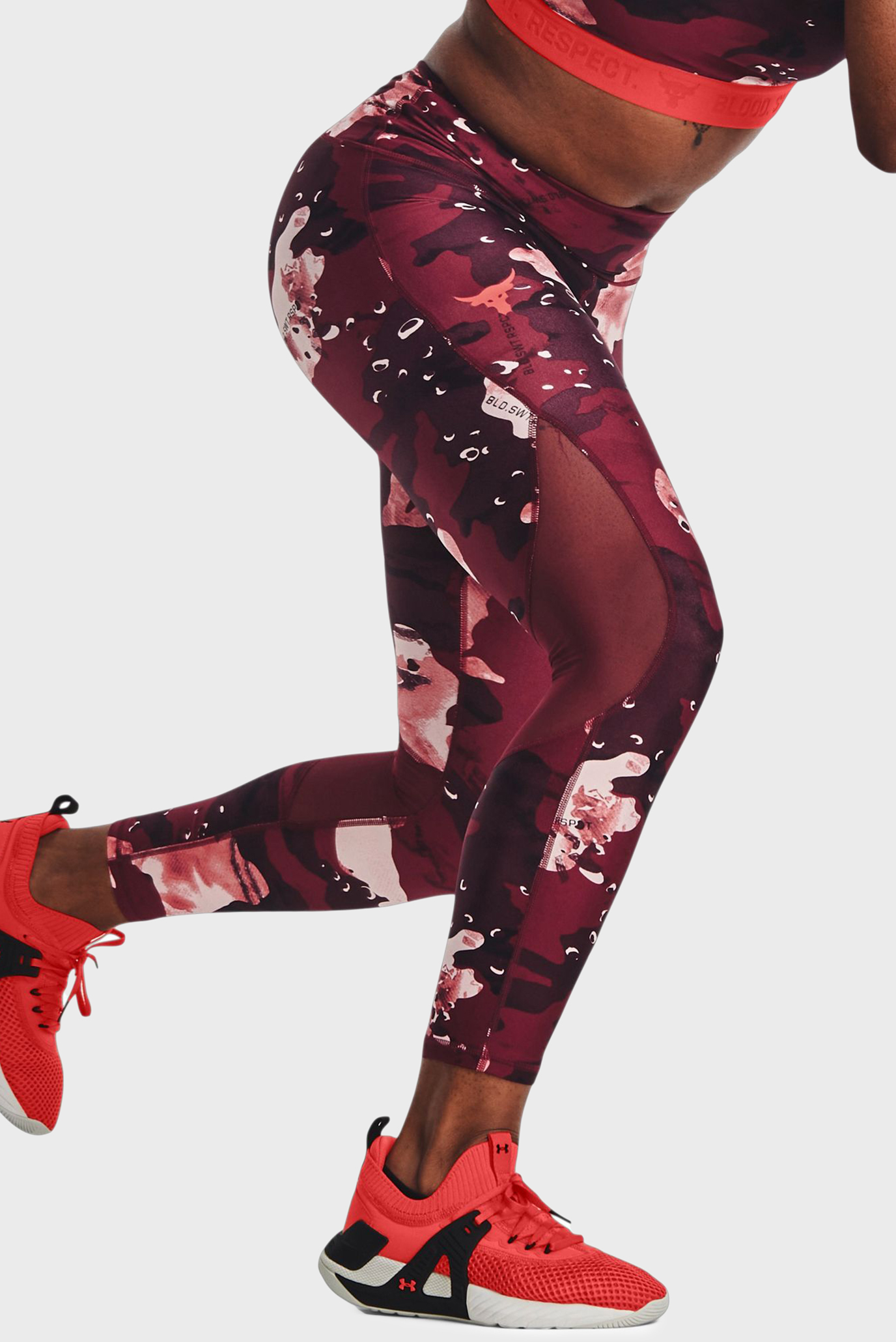 Женские бордовые тайтсы UA Prjct Rock Prt Ankle Leg 4