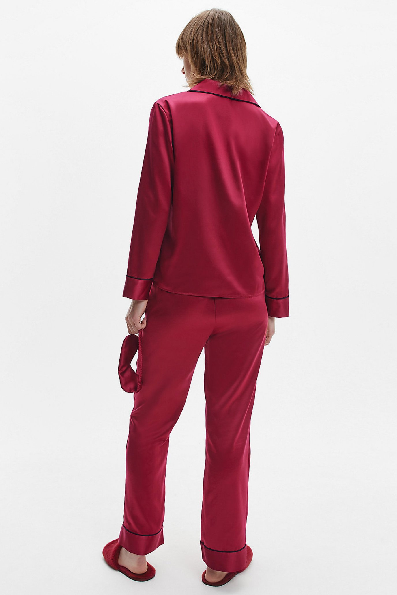 Женская малиновая пижама (рубашка, брюки, маска для сна) Calvin Klein Женская малиновая пижама (рубашка, брюки, маска для сна) 3