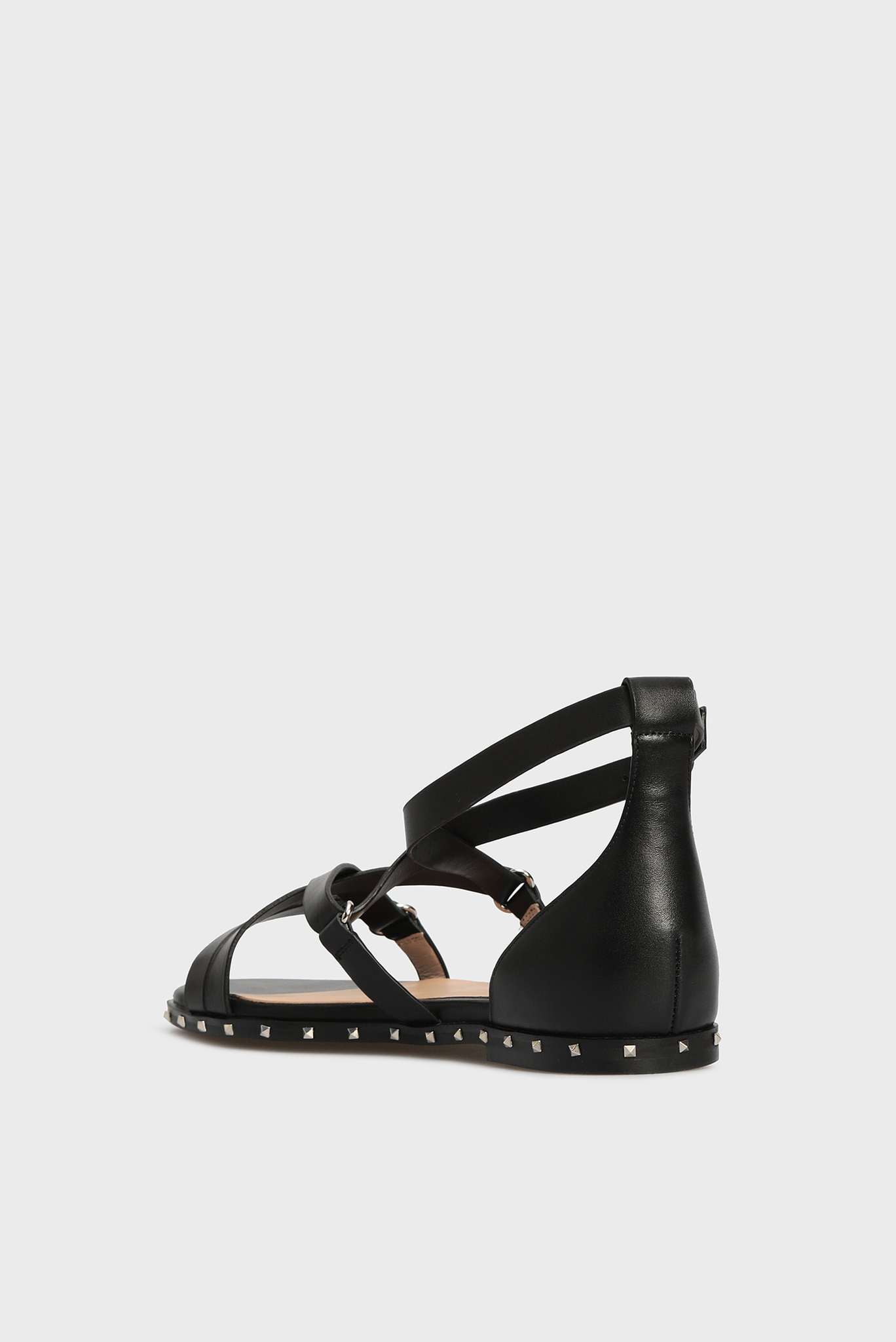 Женские черные кожаные сандалии 4