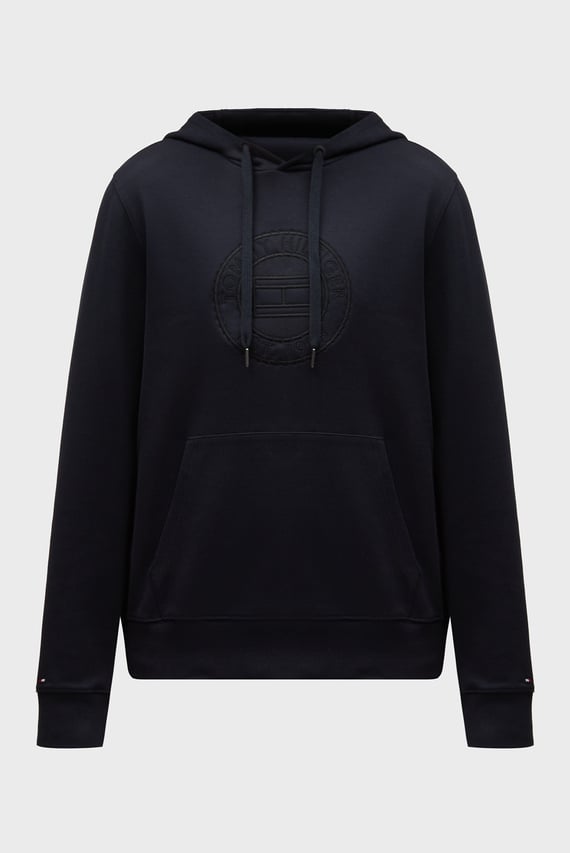 Мужское темно-синее худи FLAG ROUNDLE EMBRO HOODY