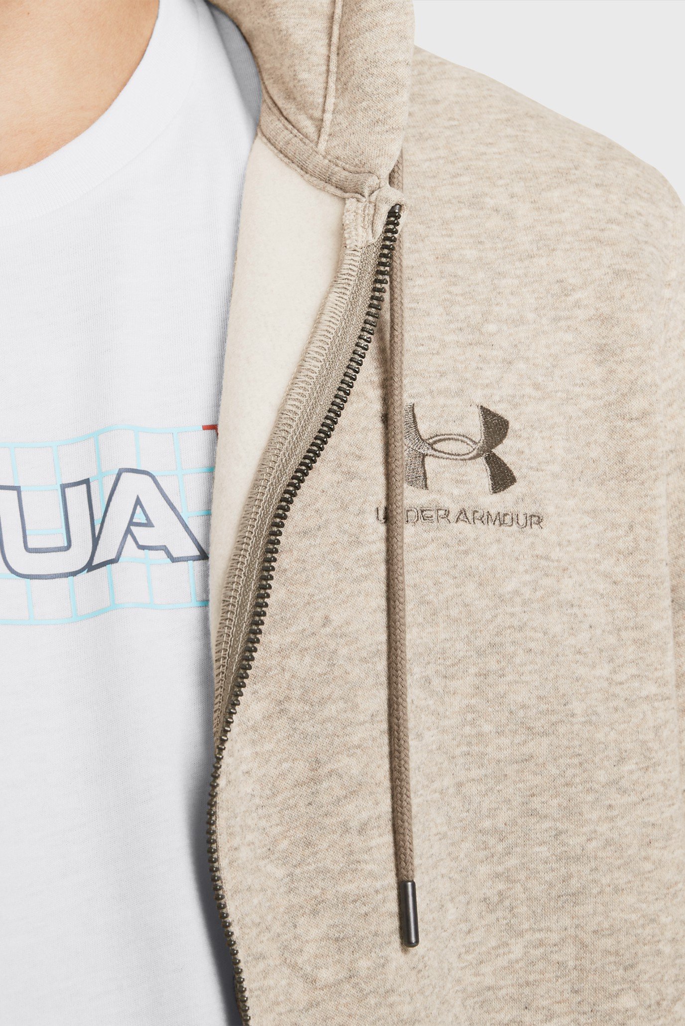 Мужское бежевое худи UA Essential Fleece FZ Under Armour