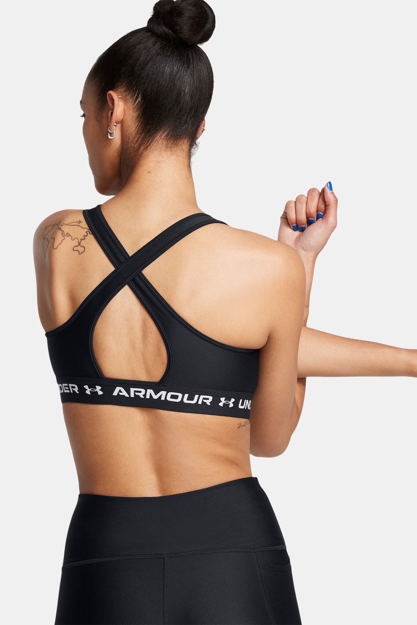 Женский черный топ UA Crossback Mid Bra 10