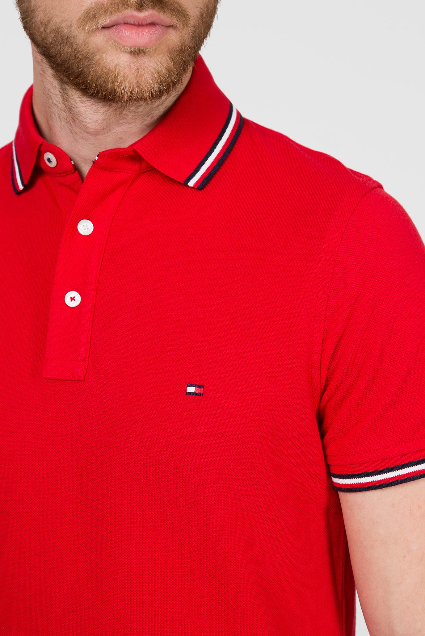 Мужское красное поло TIPPED SLIM 9