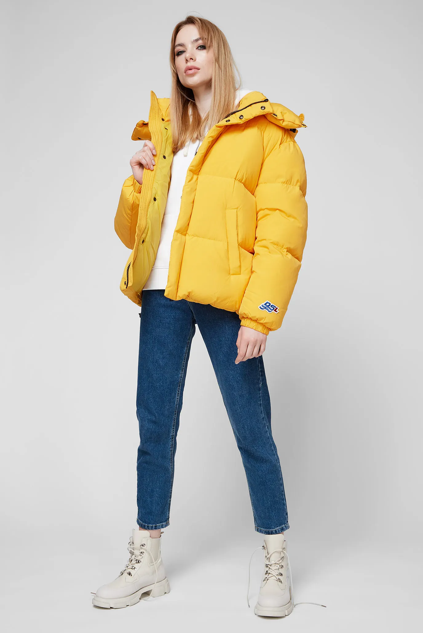 Женский желтый пуховик W-ROLF 7