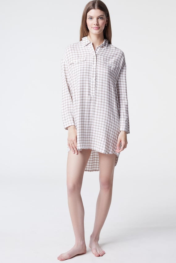Женская белая ночная рубашка в клетку HOVI Etam