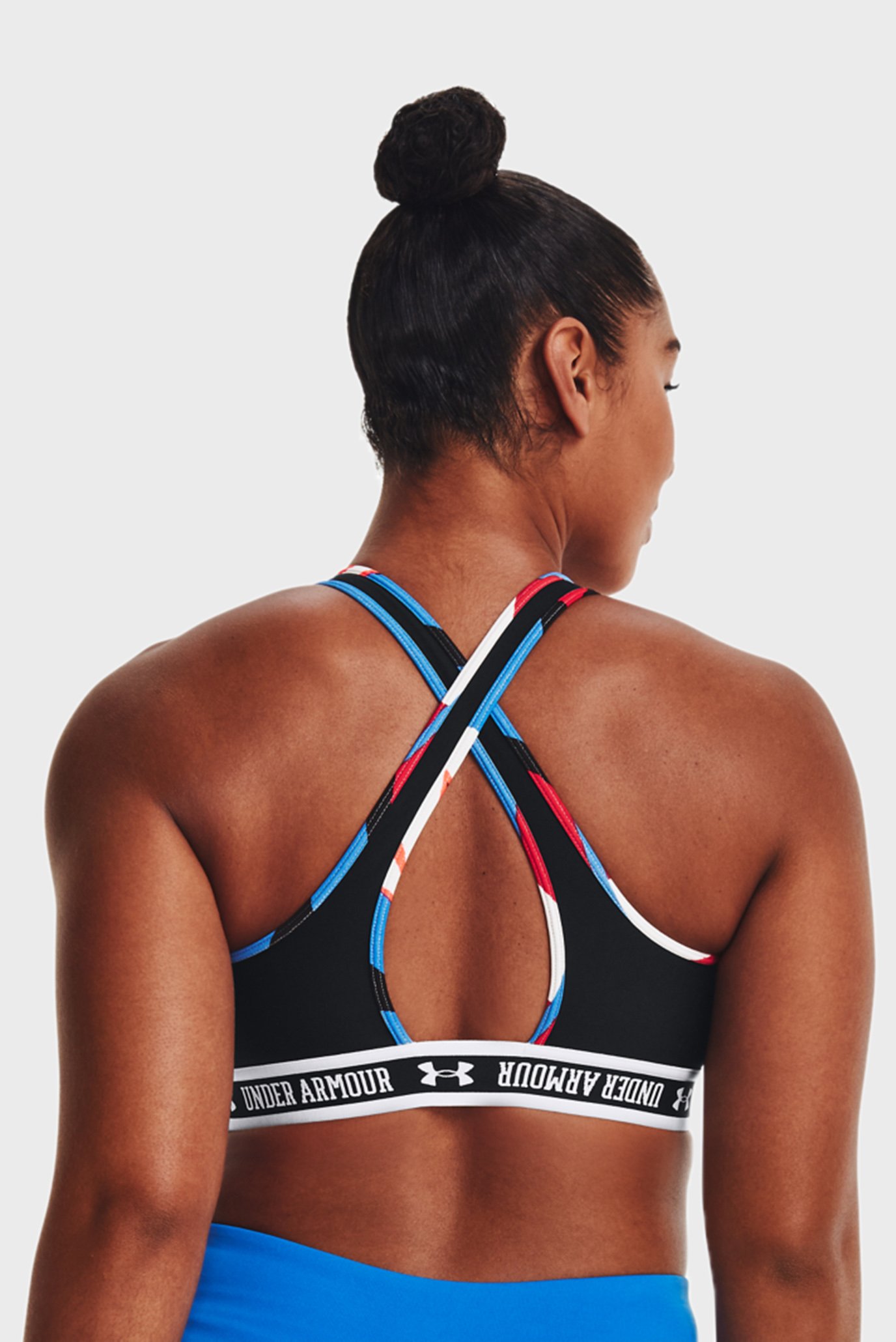 Женский черный спортивный топ UA Crossback Mid SP 2