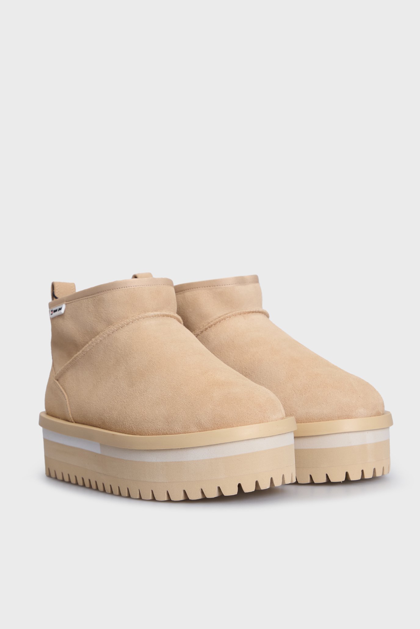 Женские бежевые замшевые угги TJW SUEDE FLATFORM  BOOT 3