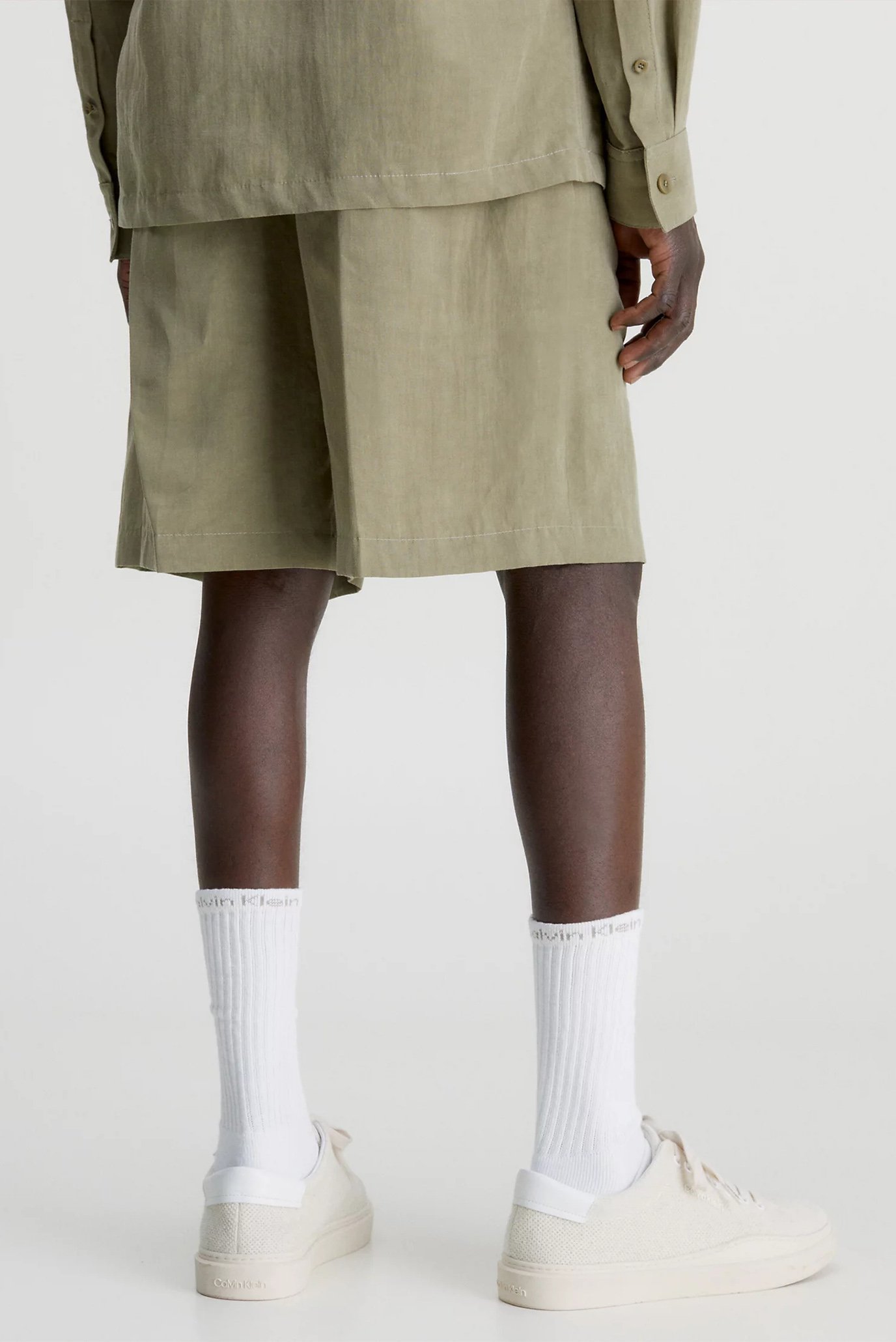 Мужские оливковые шорты LINEN VISCOSE SHORTS 3