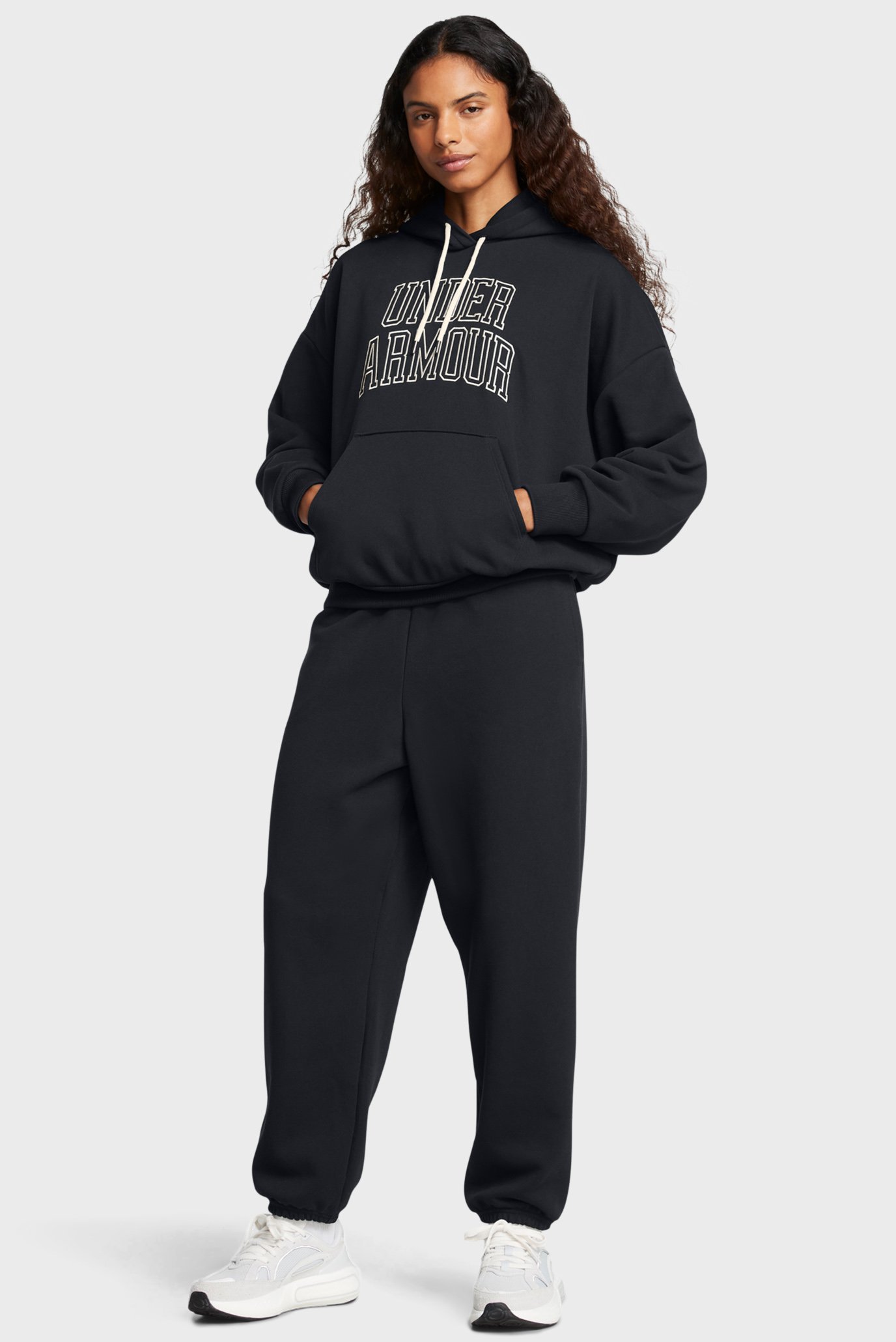 Женское черное худи UA Icon HWT Terry OS Hdy 2