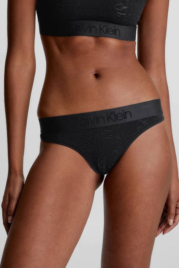 Женские черные трусики THONG