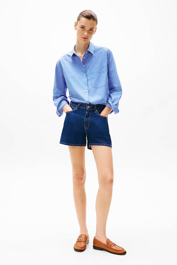 Женская синяя рубашка в полоску ESS POPLIN EASY FIT