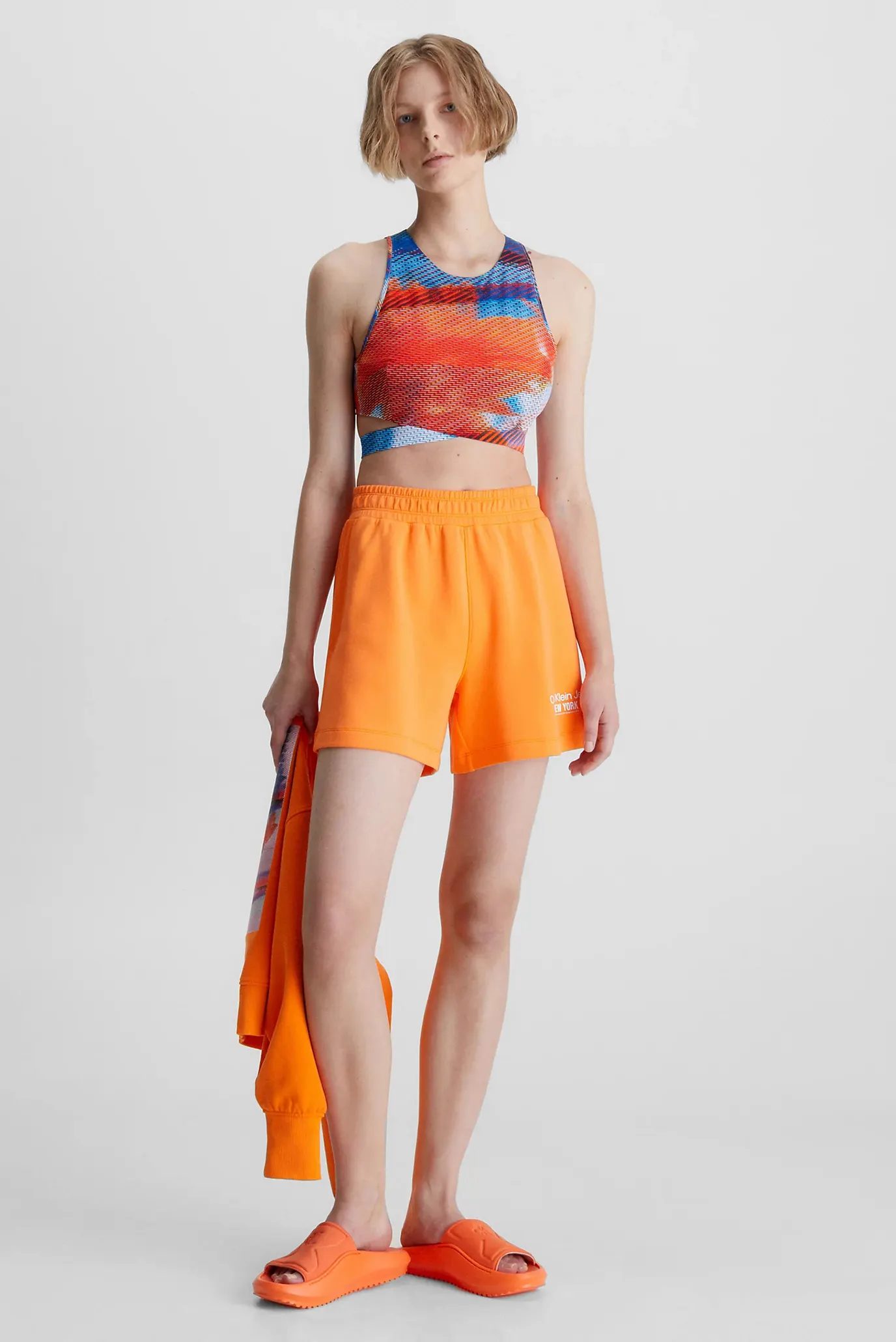 Женские оранжевые шорты RIB INSERT INTERLOCK 2