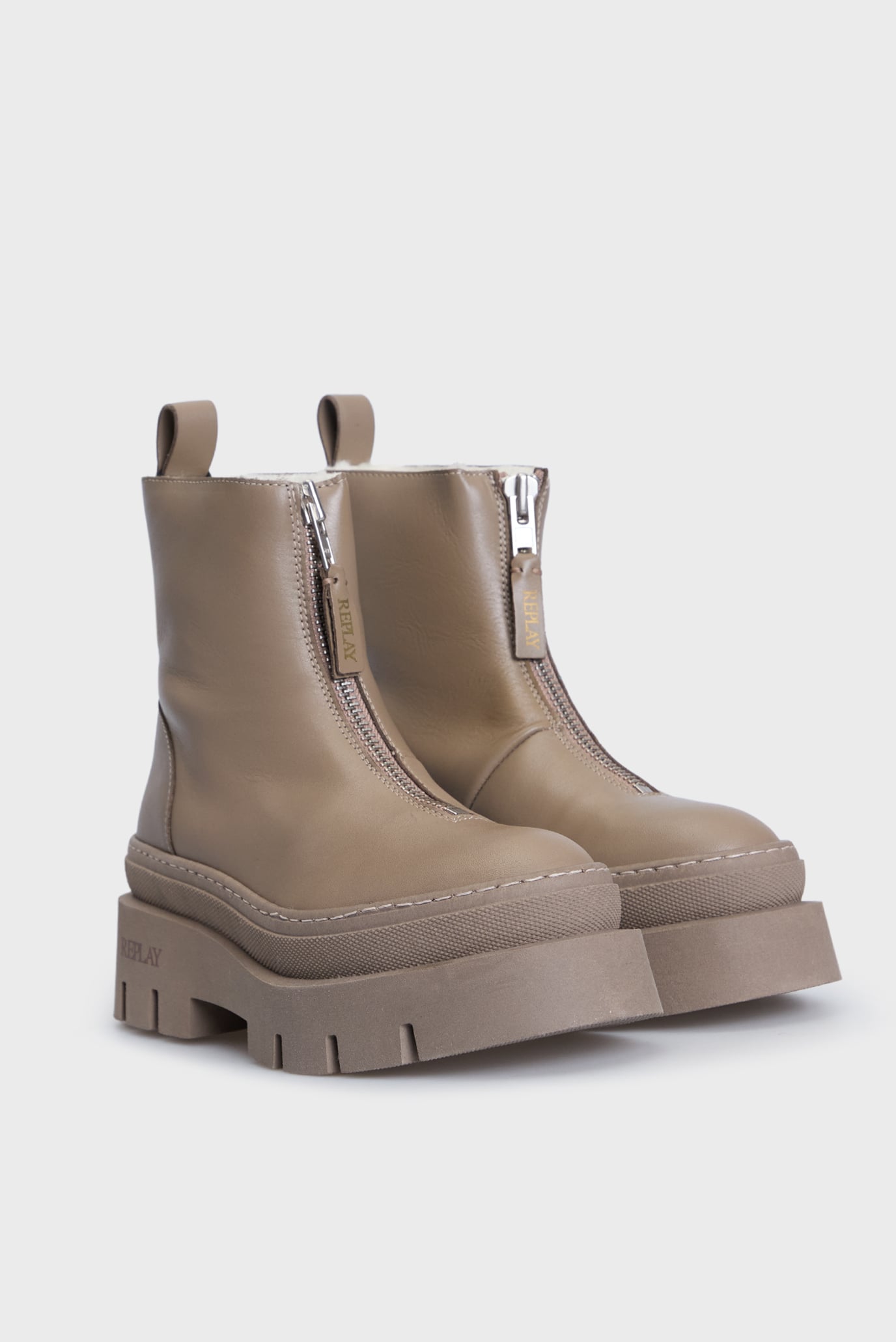 Женские бежевые кожаные полусапоги NATHALIE 2