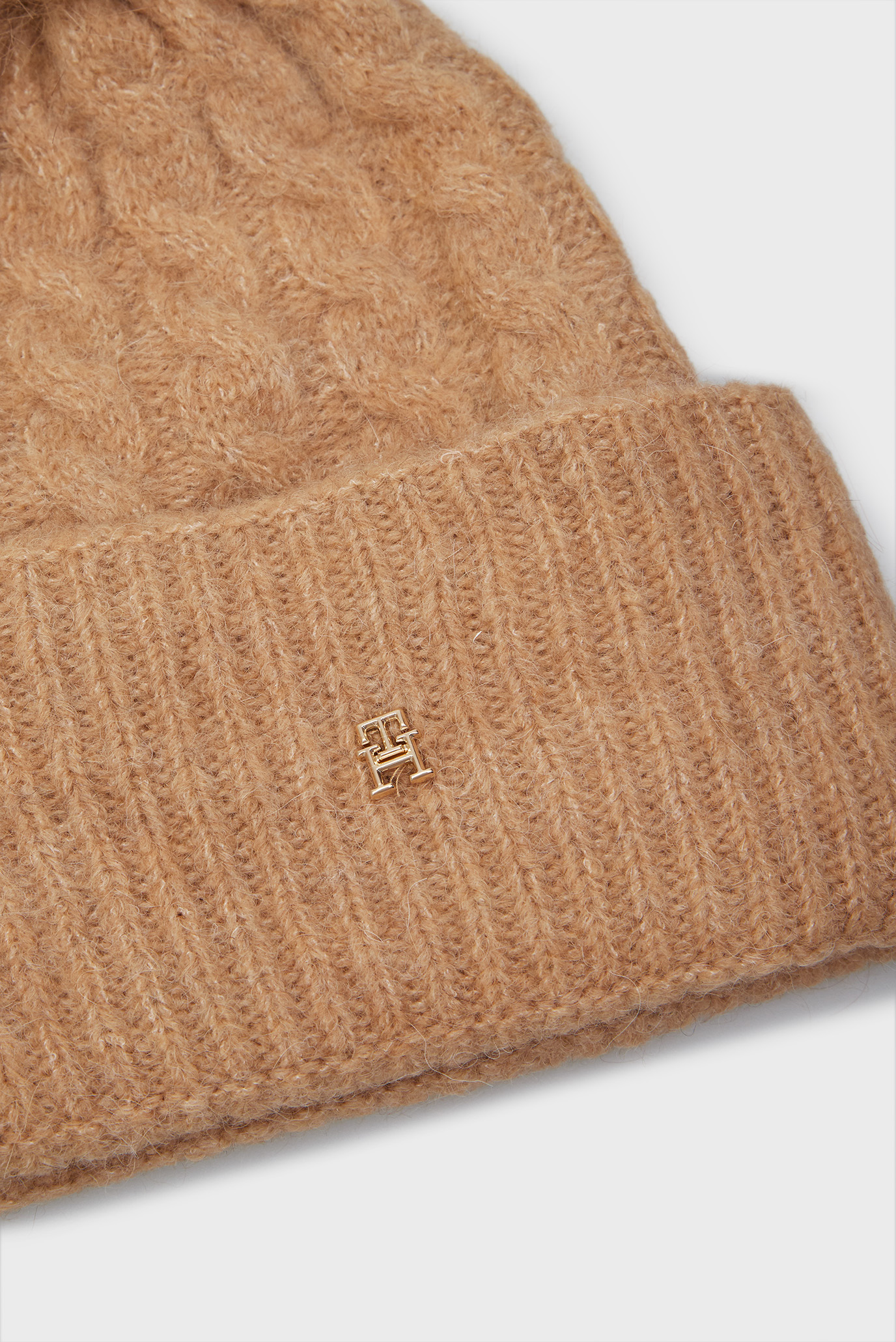 Женская бежевая шапка TH TIMELESS BEANIE CABLE 3