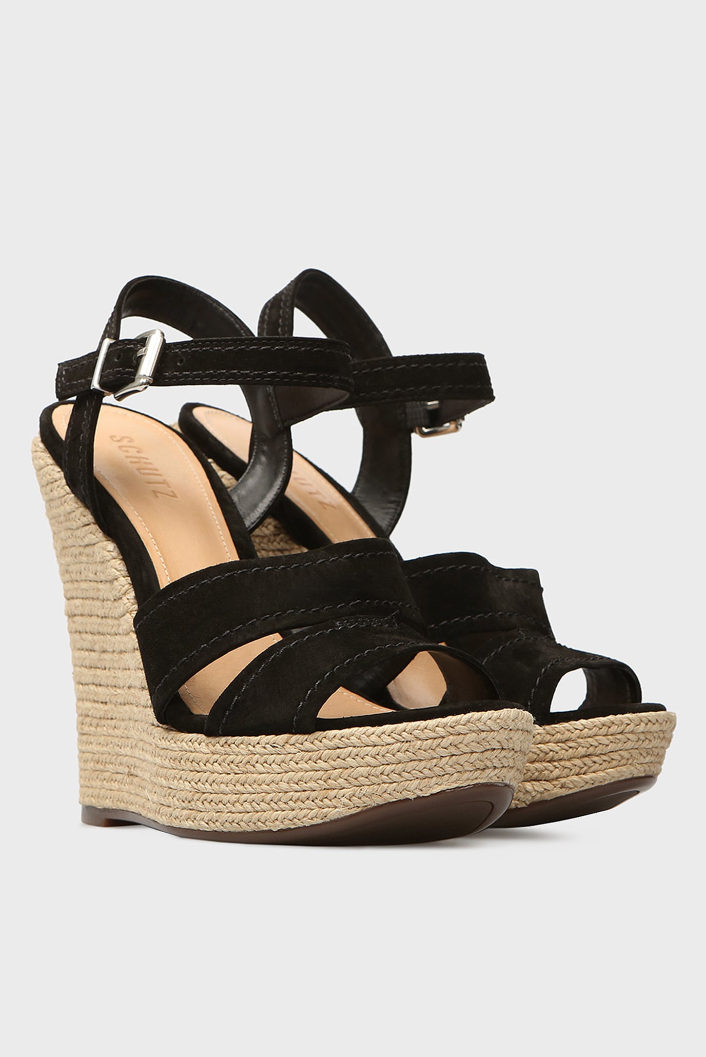 Женские черные замшевые босоножки 7